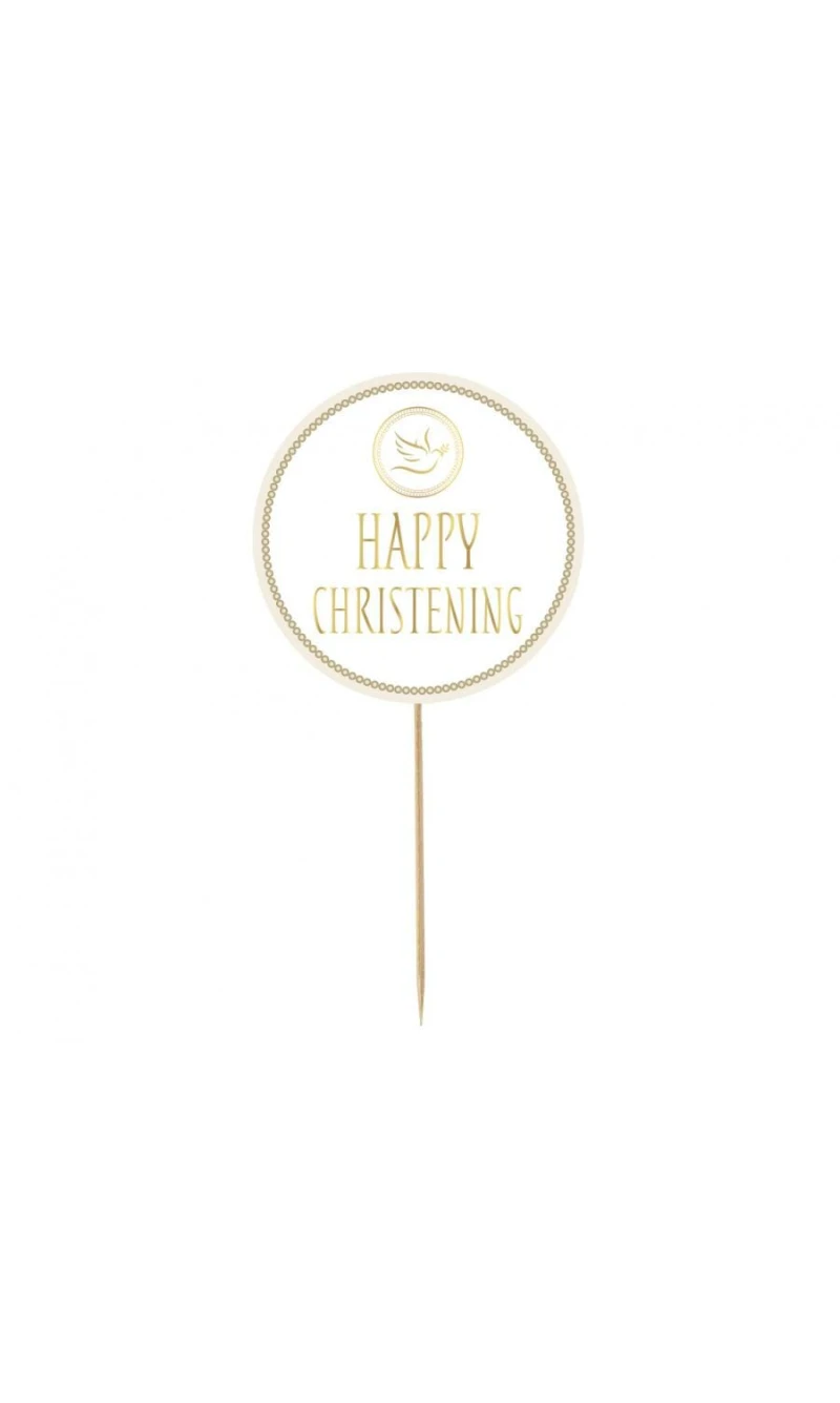 Cake Topper Happy Christening (Dove) - 14cm