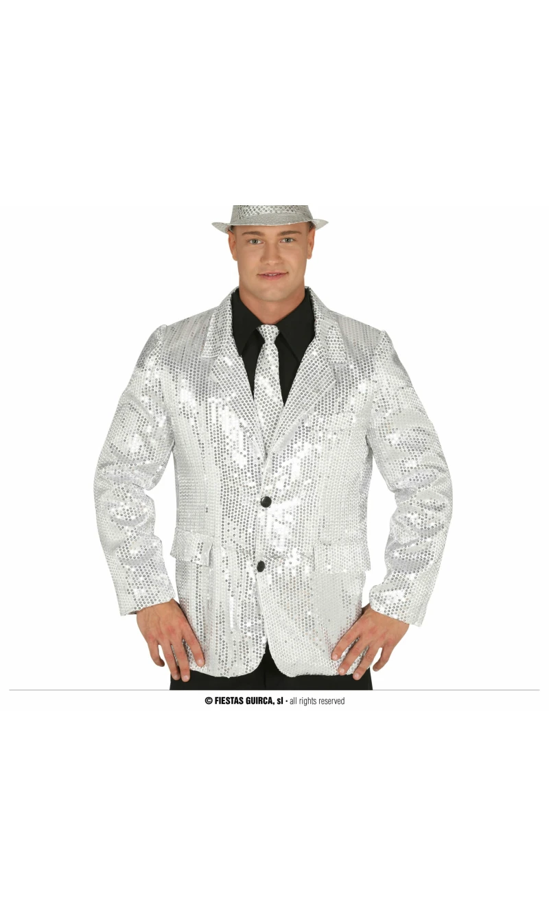 Sequined Jacket Silver - Adult Size Large (52-54)