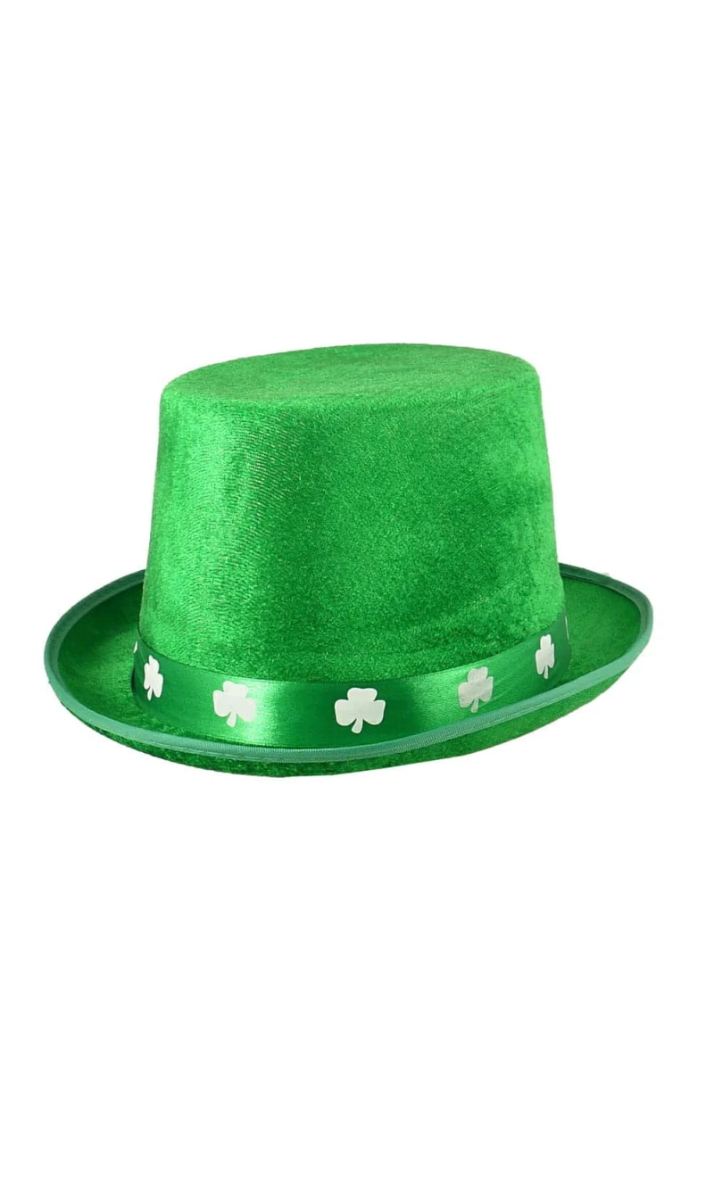 Irish Felt Top Hat with Shamrock Band - Adult One Size