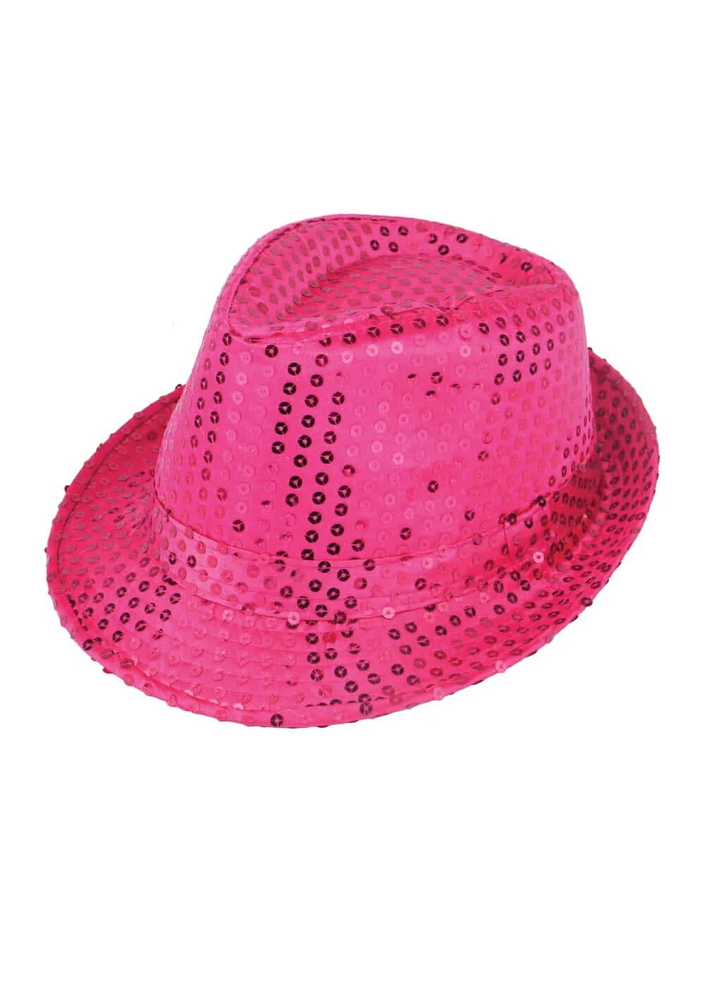 Hot Pink Sequin Gangster Hat - Adult One Size