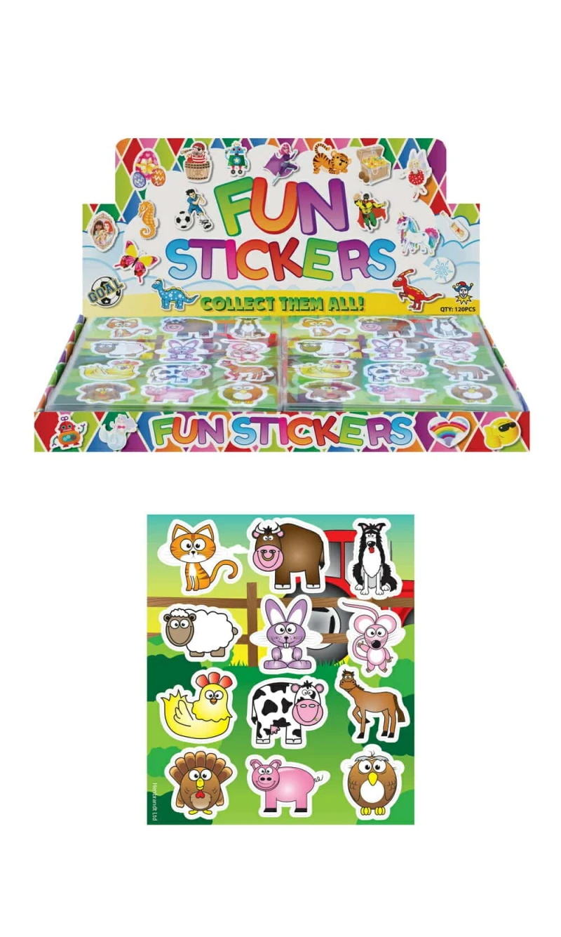 Mini Party Favor Farm Animal Sticker Sheets (10cm x 11.5cm) - 1pk