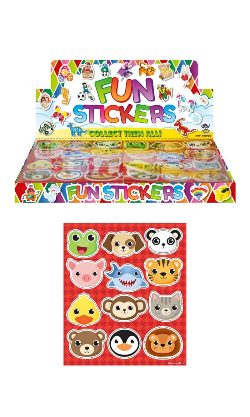 Mini Party Favor Animal Sticker Sheet (10cm x 11.5cm) - 1pk