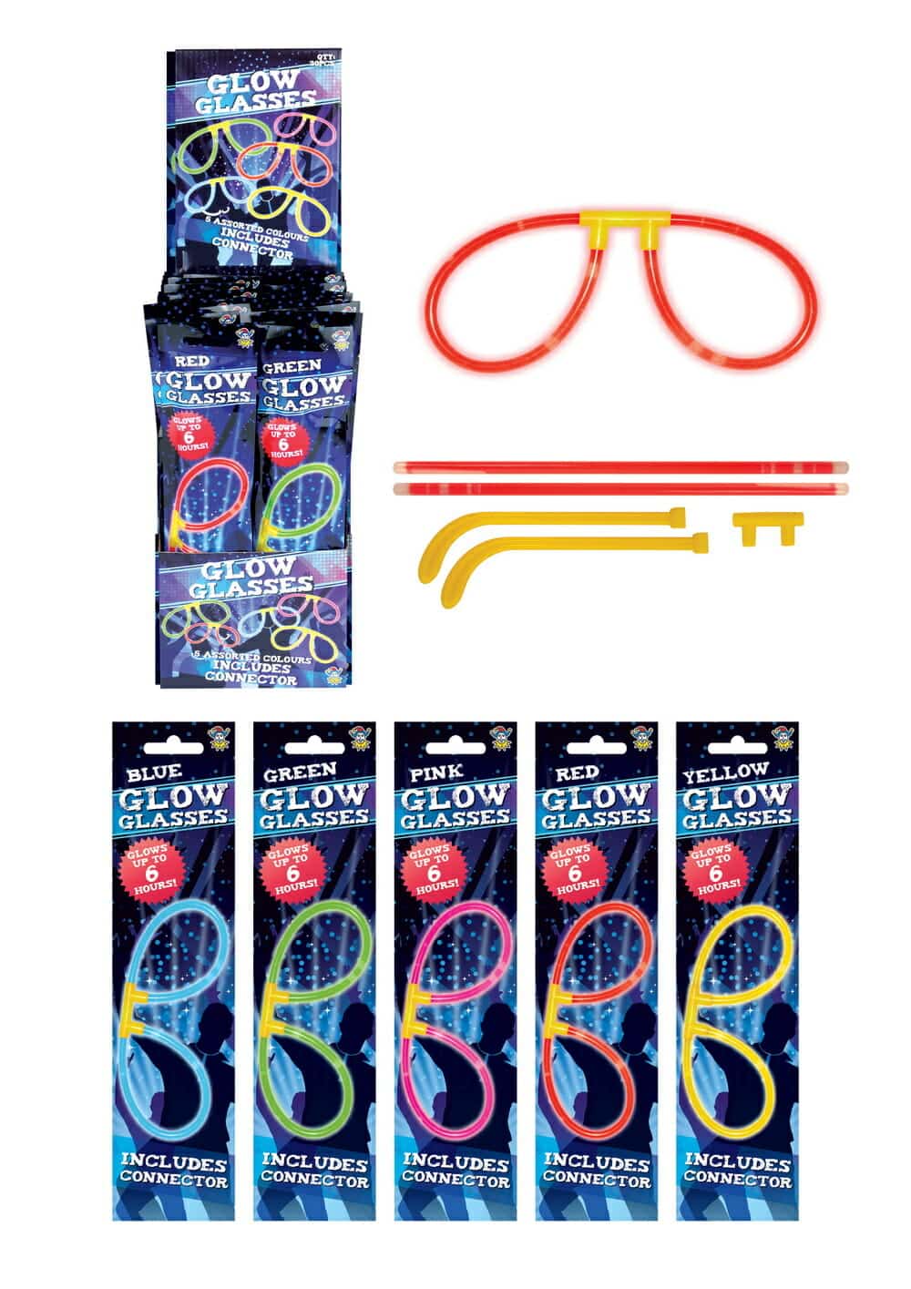 Glow Glasses (Assorted Colours) - 1pk