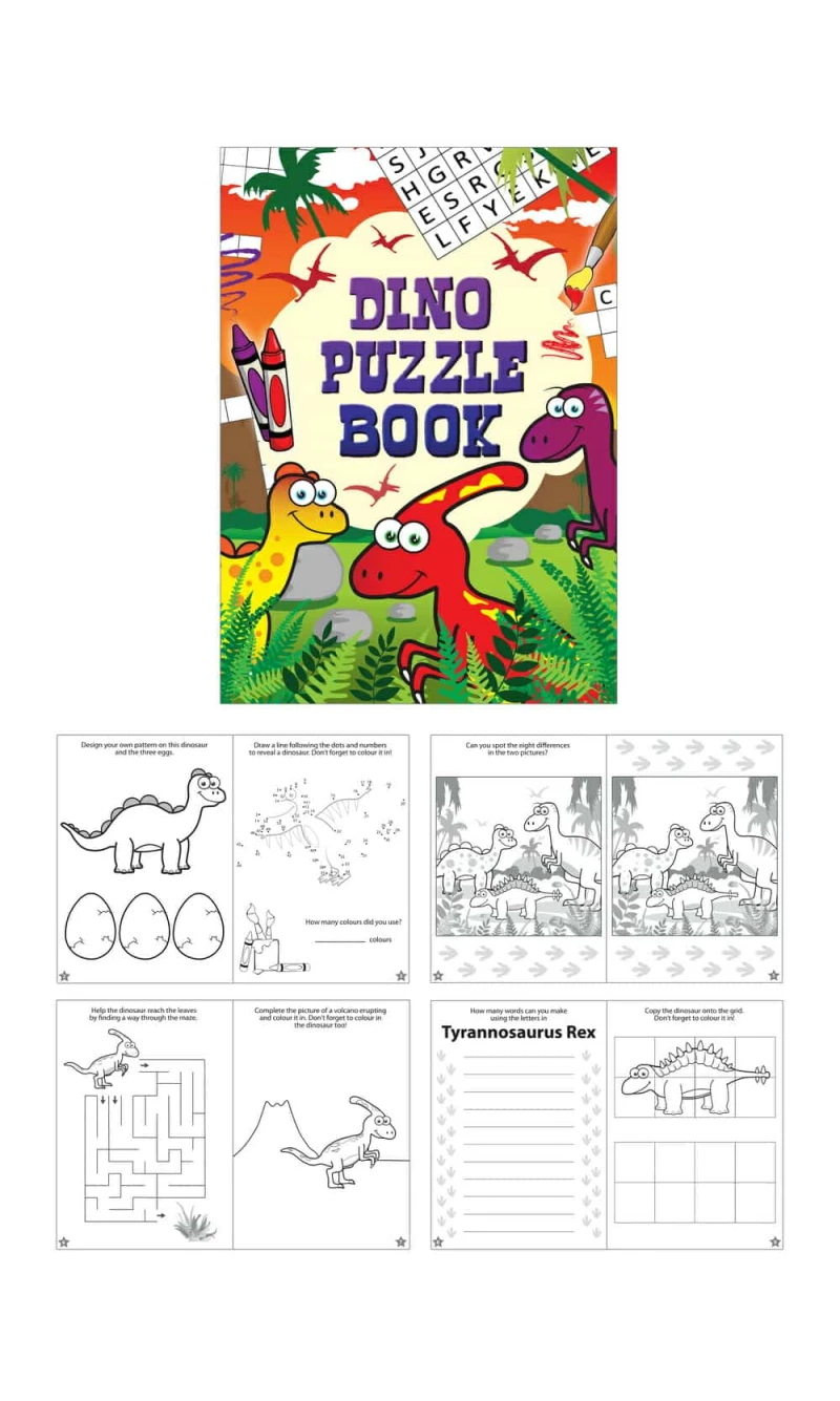 Mini Party Favor Book Fun Dinosaur Puzzle 10.5cm x 14.5cm