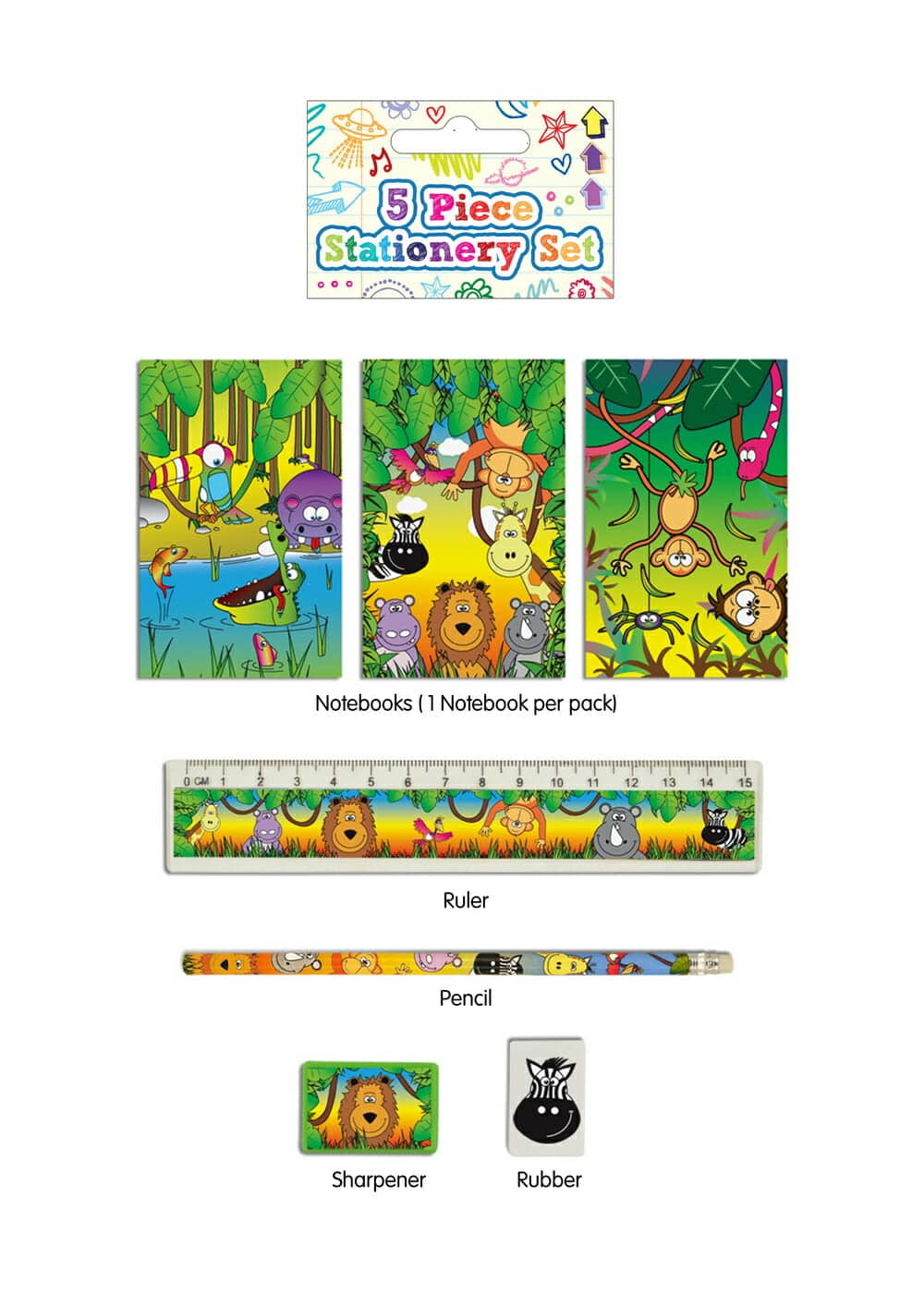 Party Favor Jungle Stationery Set - 5pk