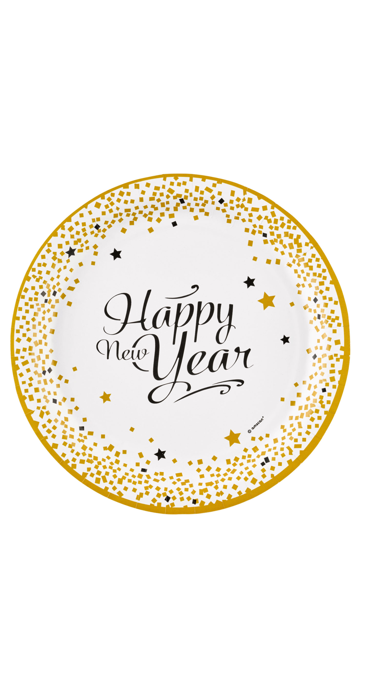 Happy New Year Golden Wishes Paper Plates 23cm - 8pk