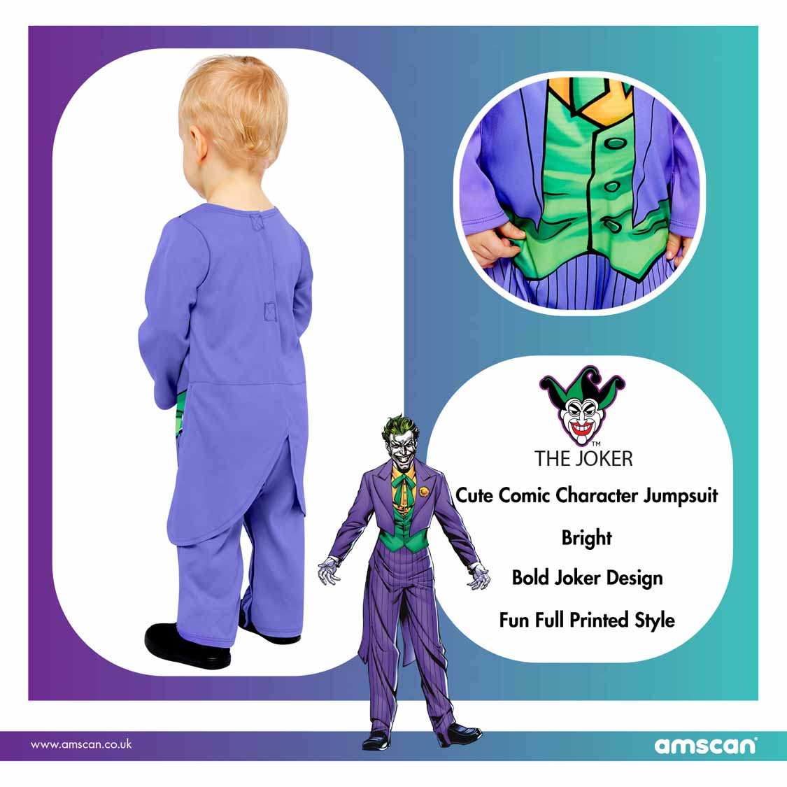 Official Licensed Joker Comic Costume - Age 2 to 3 Years