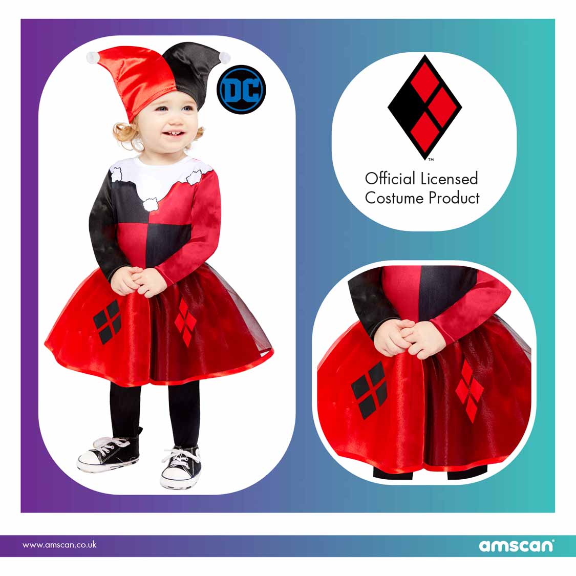 Official Licensed Cute Harley Quinn Costume - Age 18 to 24 Months