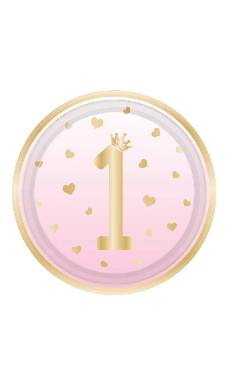 1st Birthday Pink Ombre Paper Plates 22.8cm – 8pk