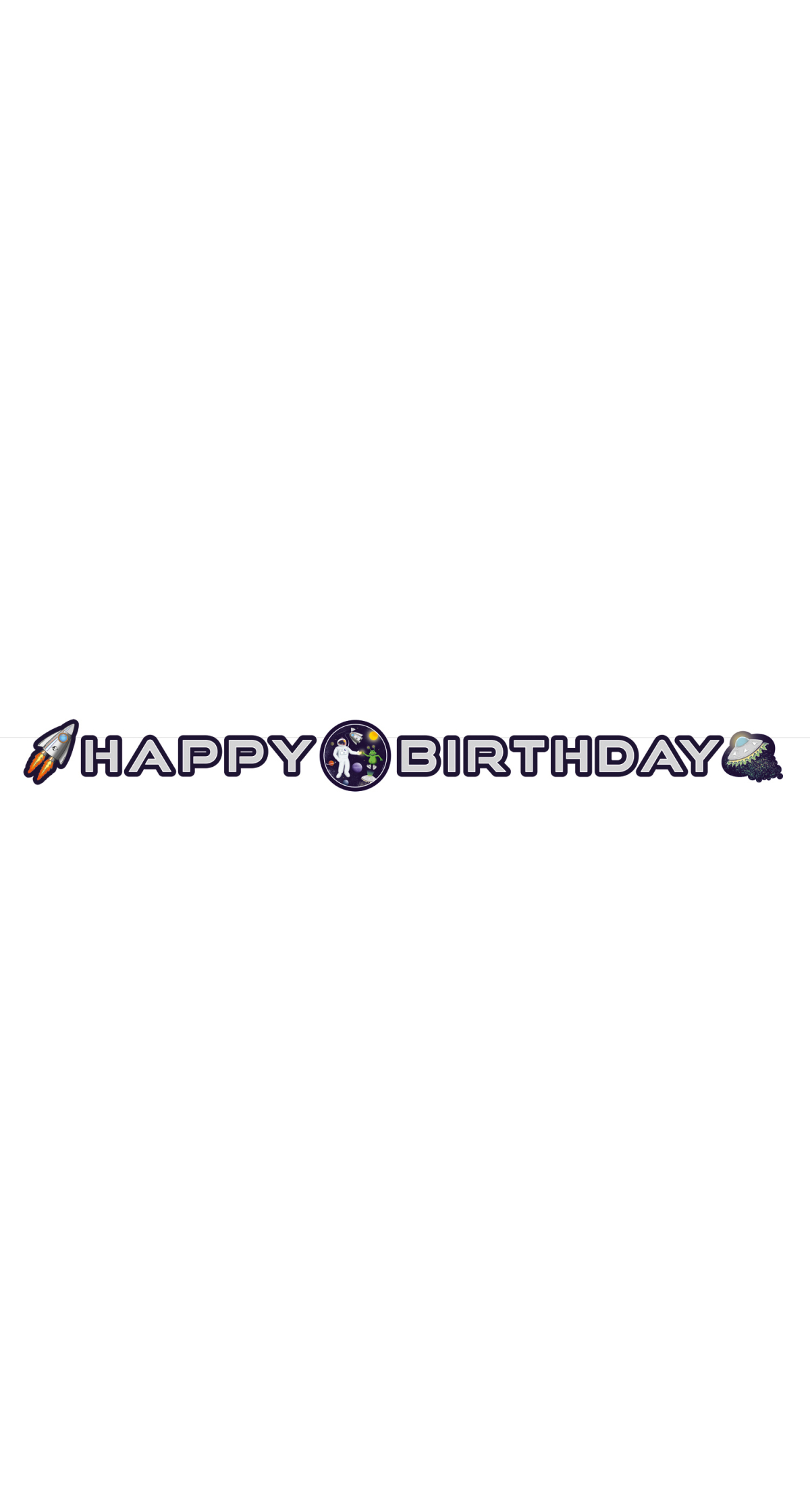 Space Party Happy Birthday Bannner - 192 x 12cm