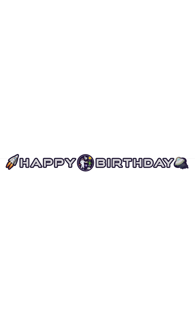 Space Party Happy Birthday Bannner - 192 x 12cm