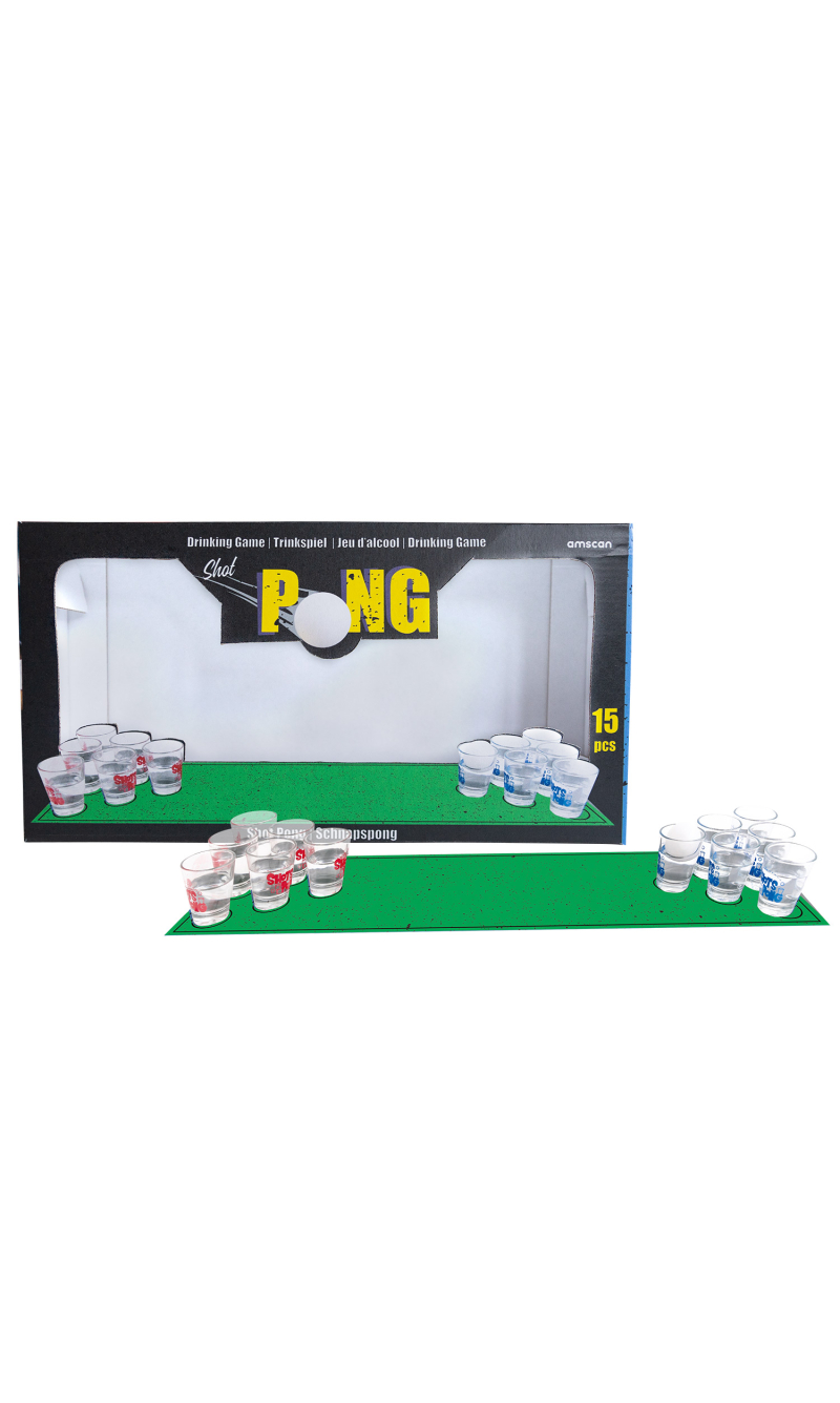 Drinking Game Shot Pong with 1 Mat 12 Glasses & 2 Balls 