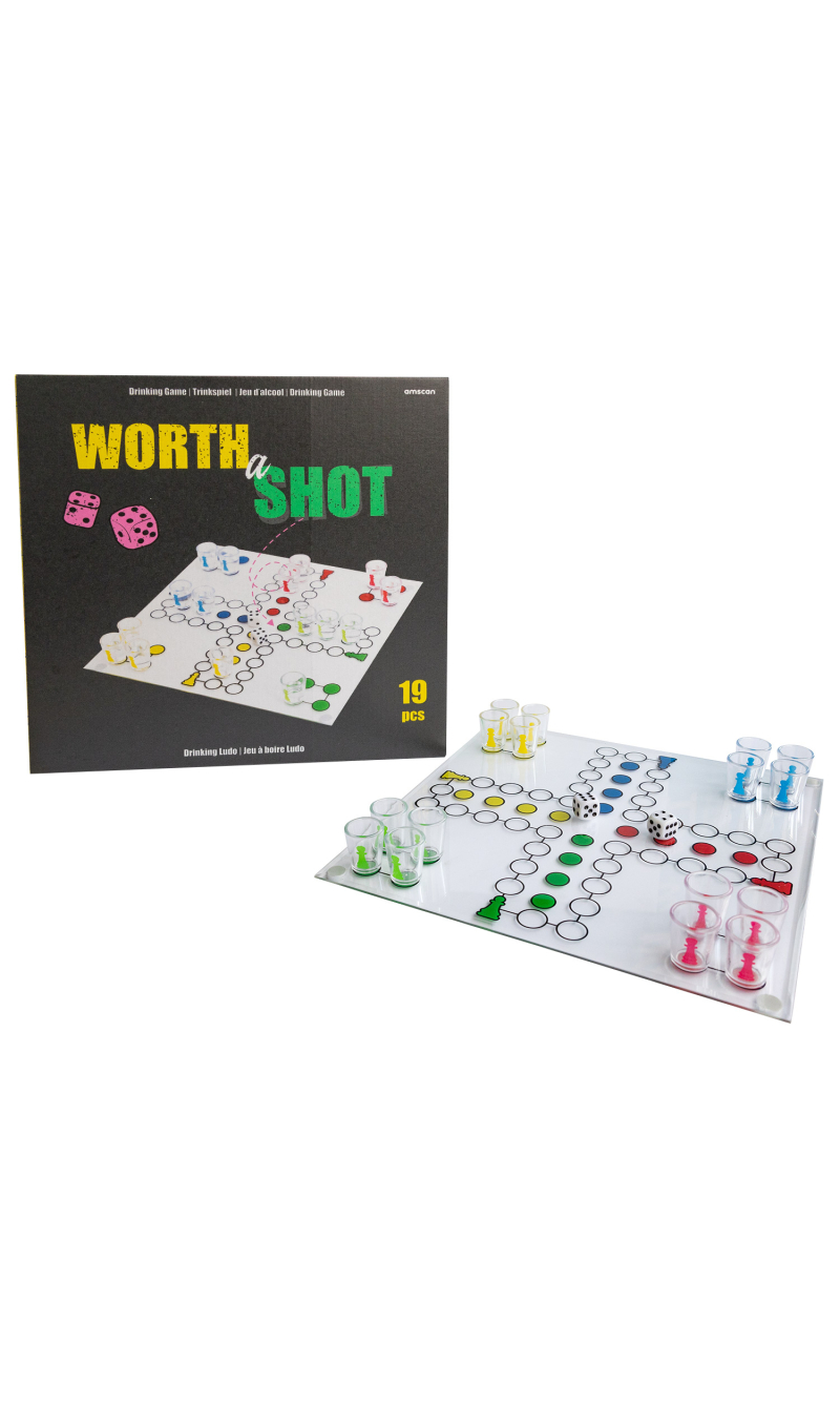 Drinking Game Drinking Ludo with 1 Board 16 Glasses & 2 Dice 
