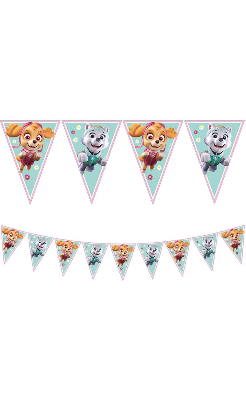 Paw Patrol Skye & Everest Triangle Flag Banner (9 flags) - 1pk
