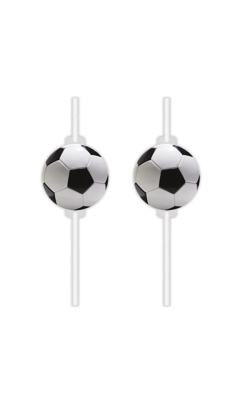 Football Party Medallion Paper Drinking Straws - 4pk