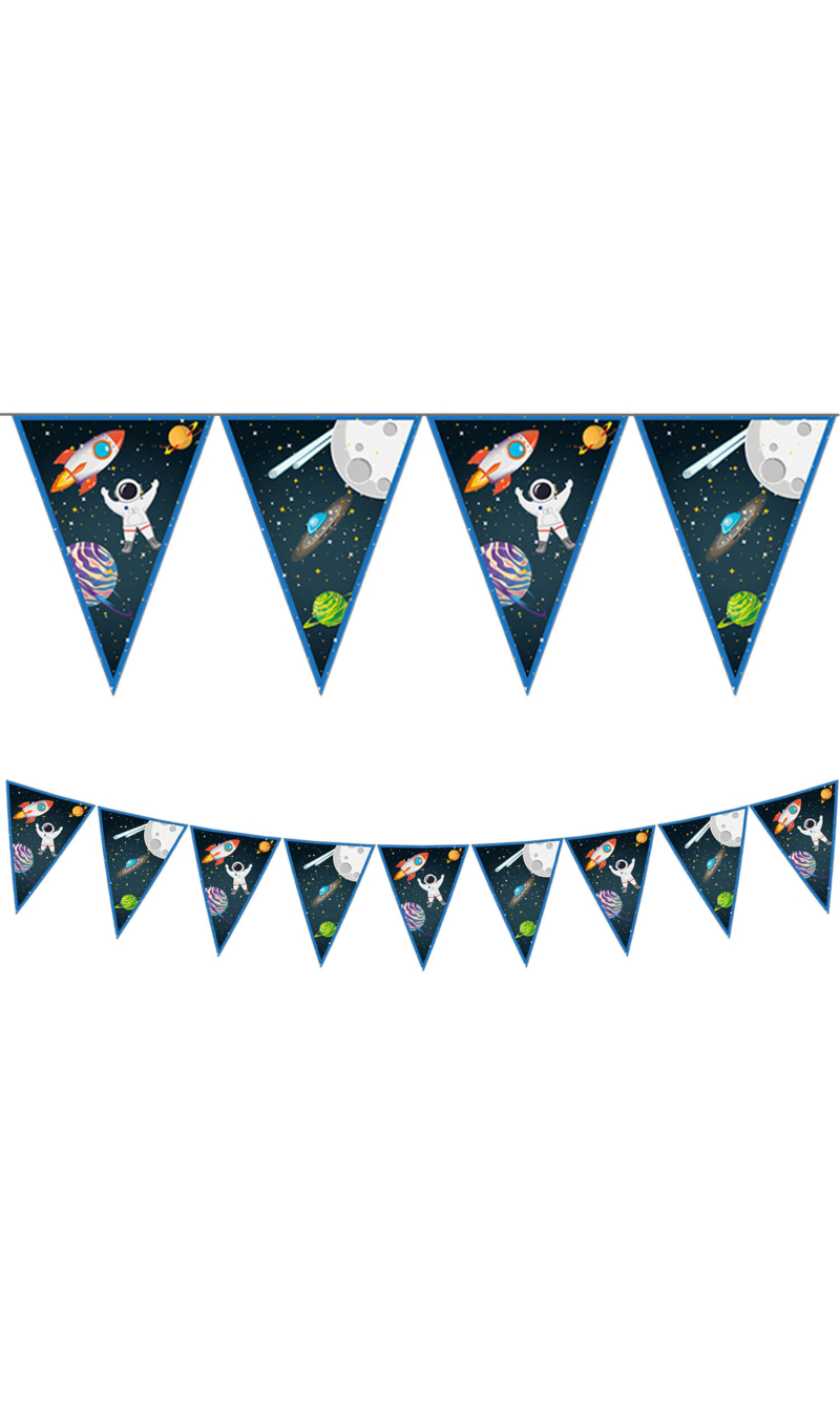 Rocket Space FSC Paper Triangle Flag Banner (9 flags) - 1pk