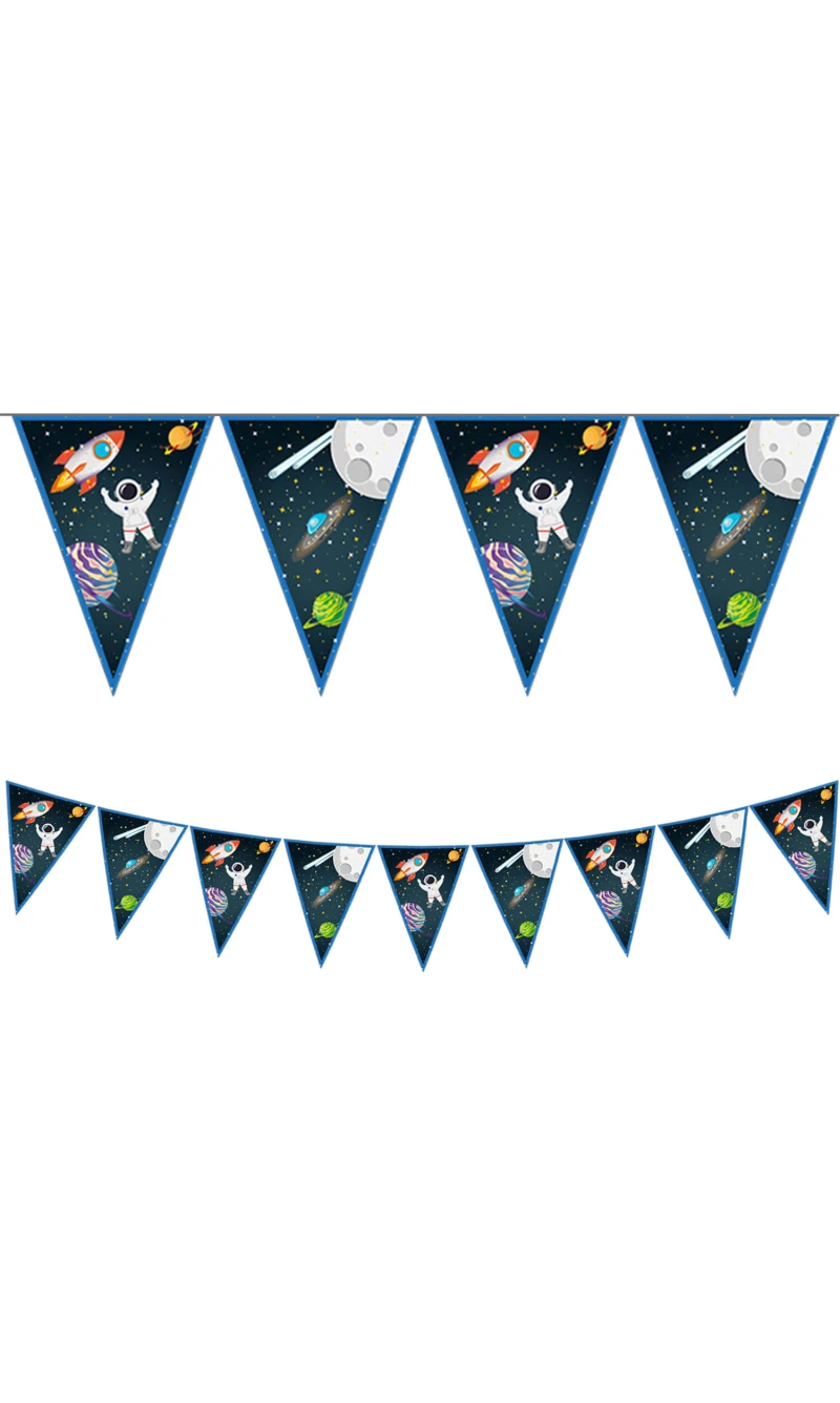 Rocket Space FSC Paper Triangle Flag Banner (9 flags) - 1pk
