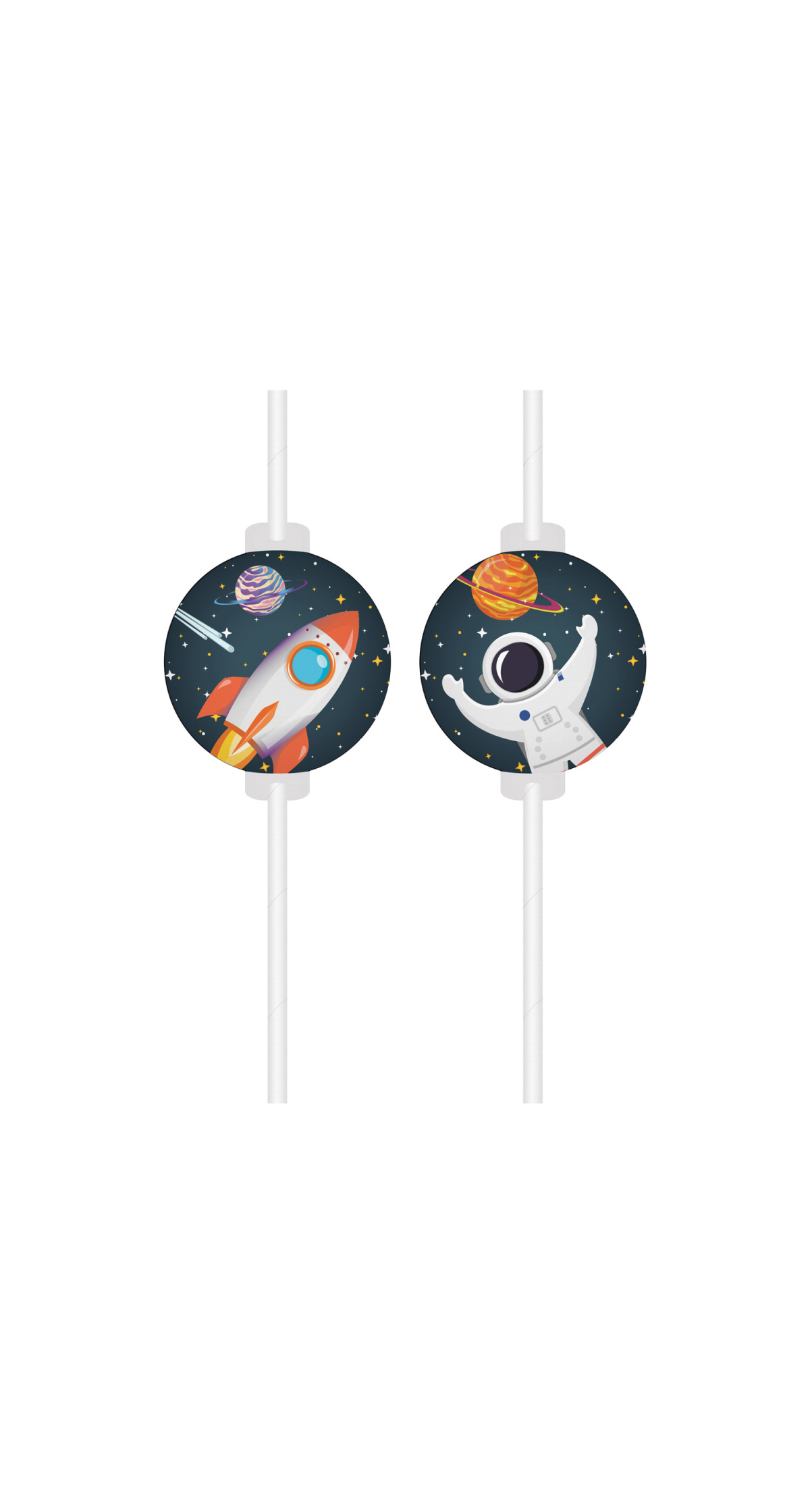 Rocket Space FSC Medallion Paper Drinking Straws - 4pk