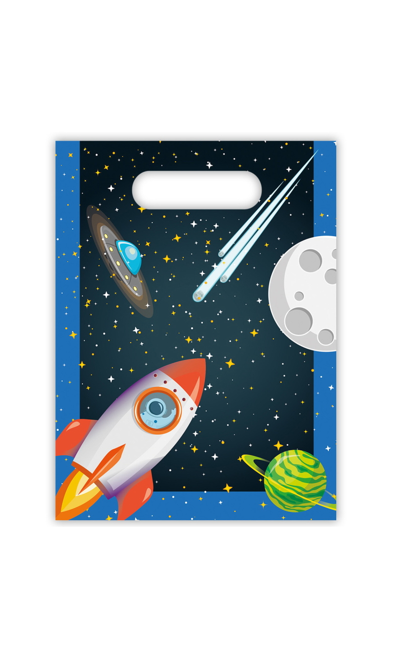 Rocket Space Plastic Party Bags - 6pk