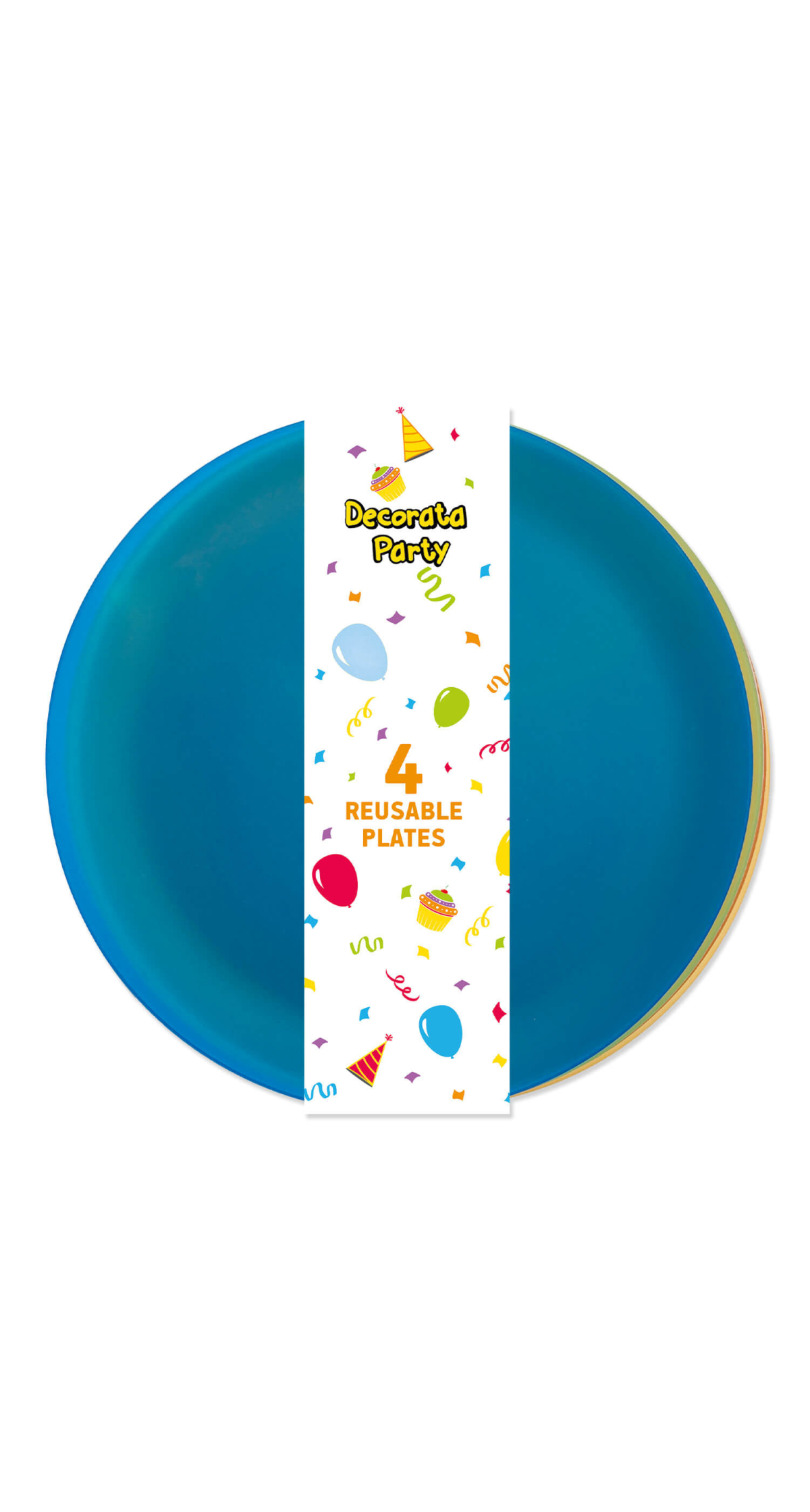Rainbow Party Reusable Plates 20.5cm (4 Assorted Colors) - 4pk