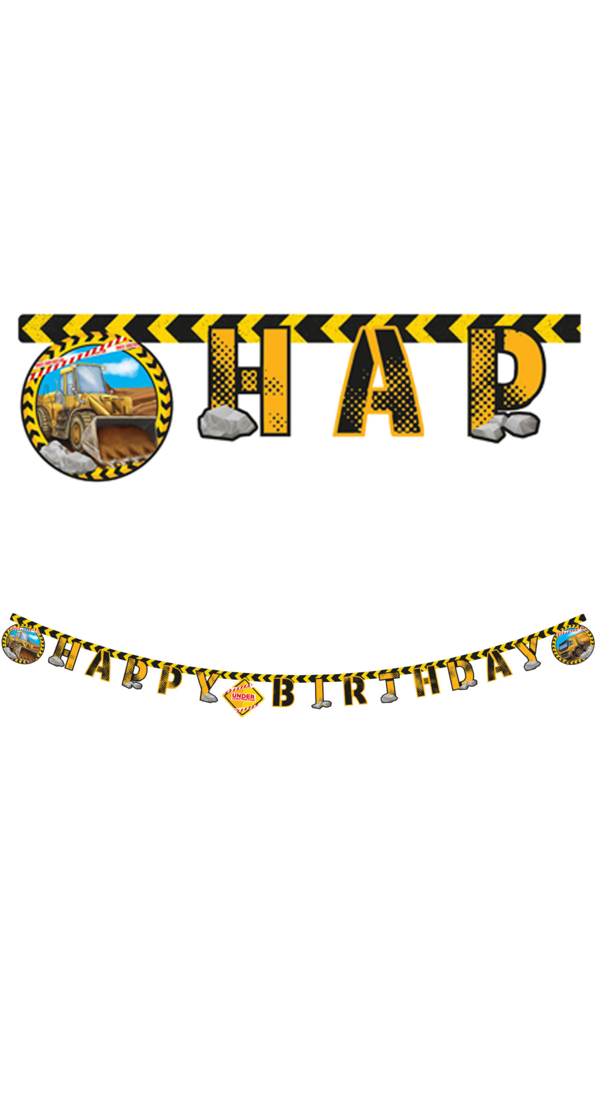 Construction FSC "Happy Birthday" Die-Cut Paper Banner - 1pk