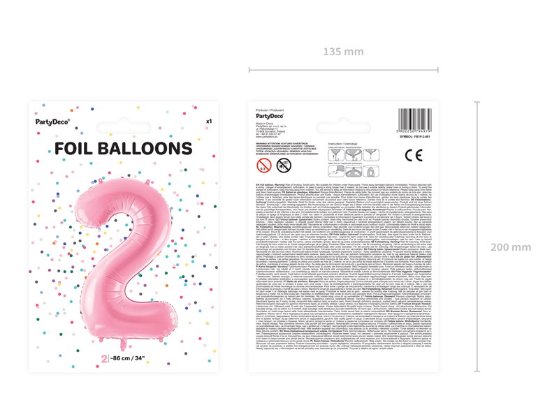 34 Inch Foil Balloon Number 2 – Light Pink
