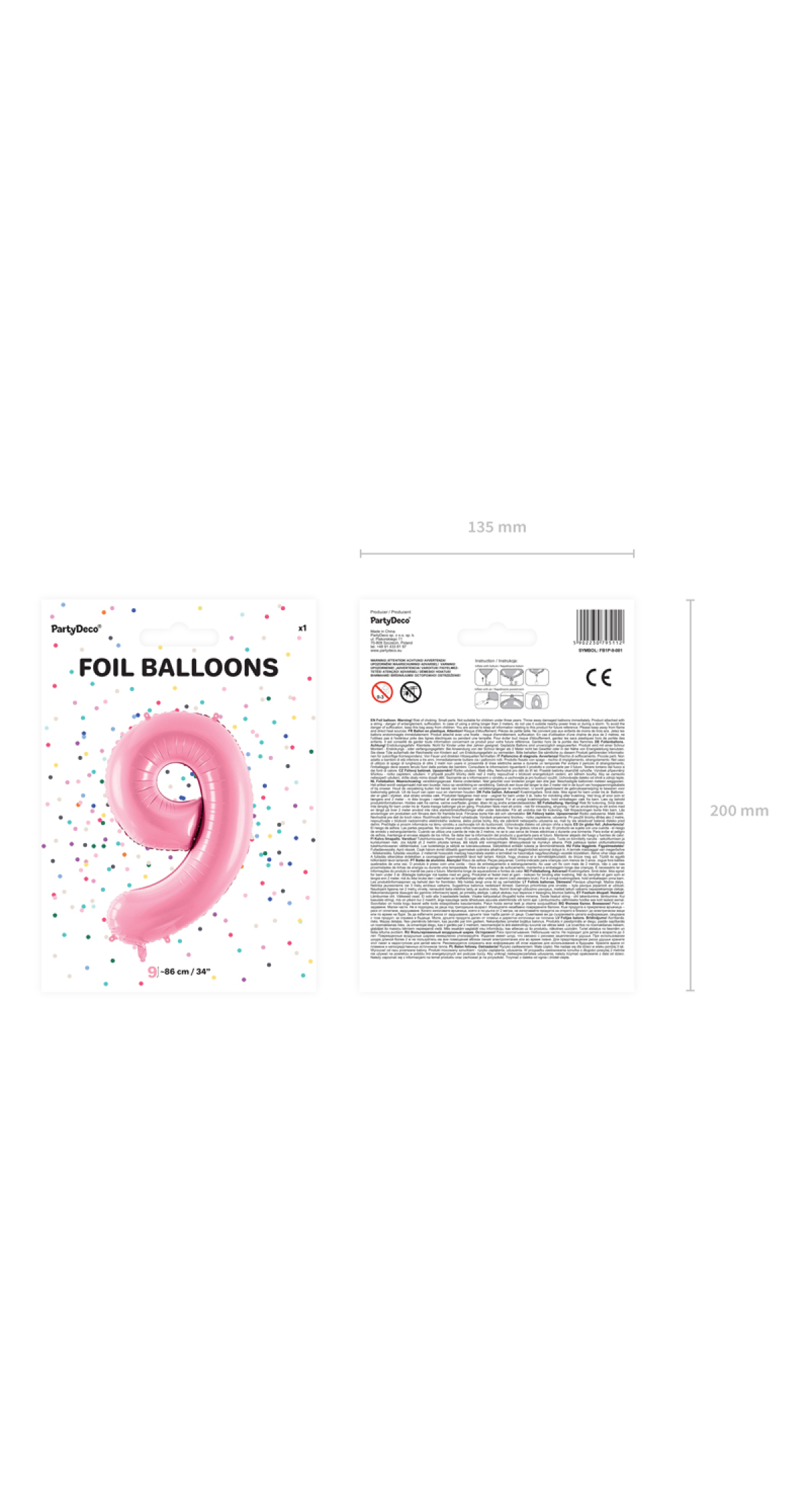 34 Inch Foil Balloon Number 9 – Light Pink