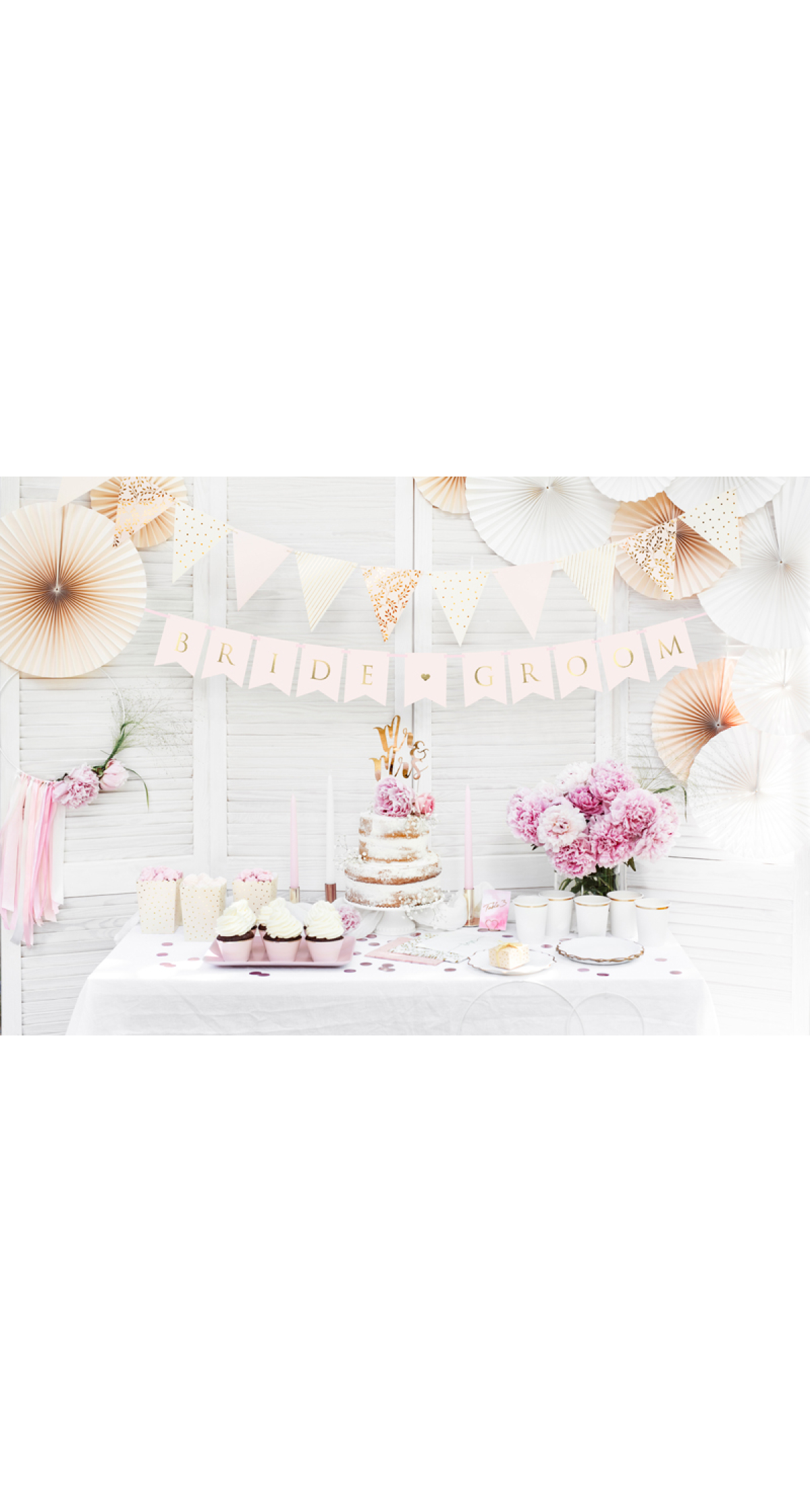 Banner Bride Groom, Light Pink, 15x155cm