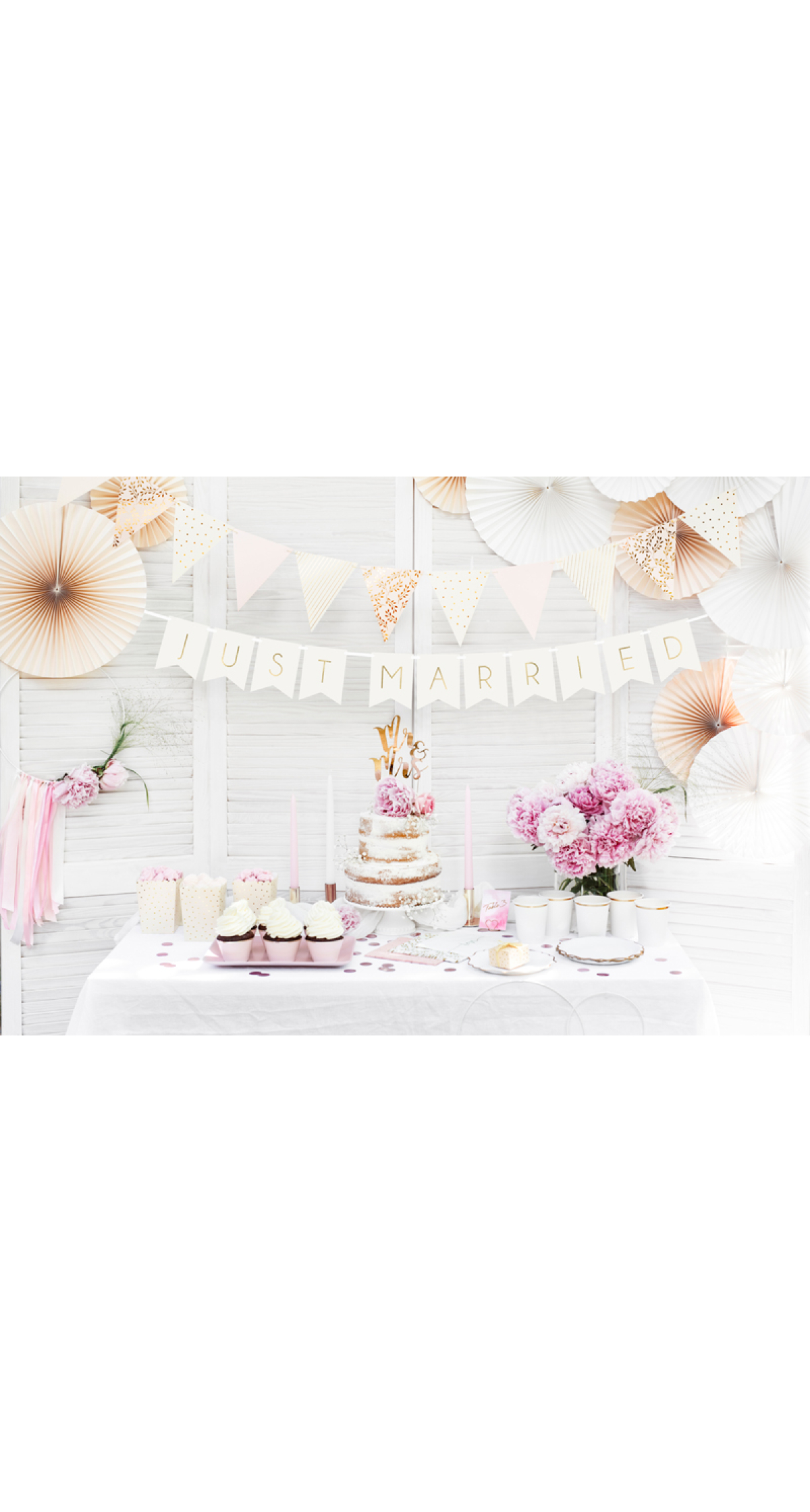 Banner Just Married, White, 15x155cm