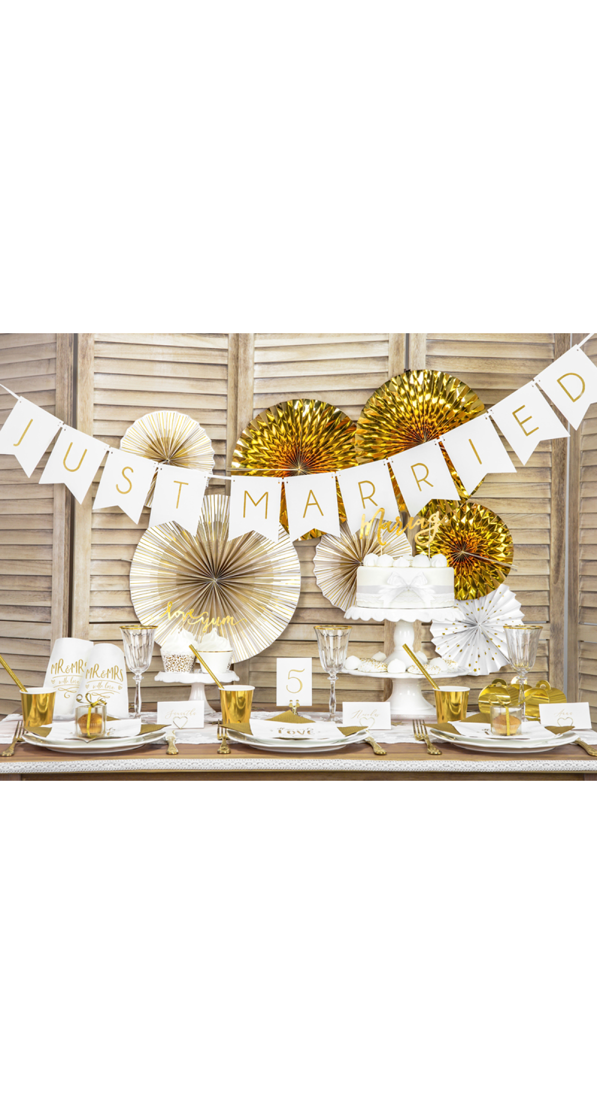 Banner Just Married, White, 15x155cm