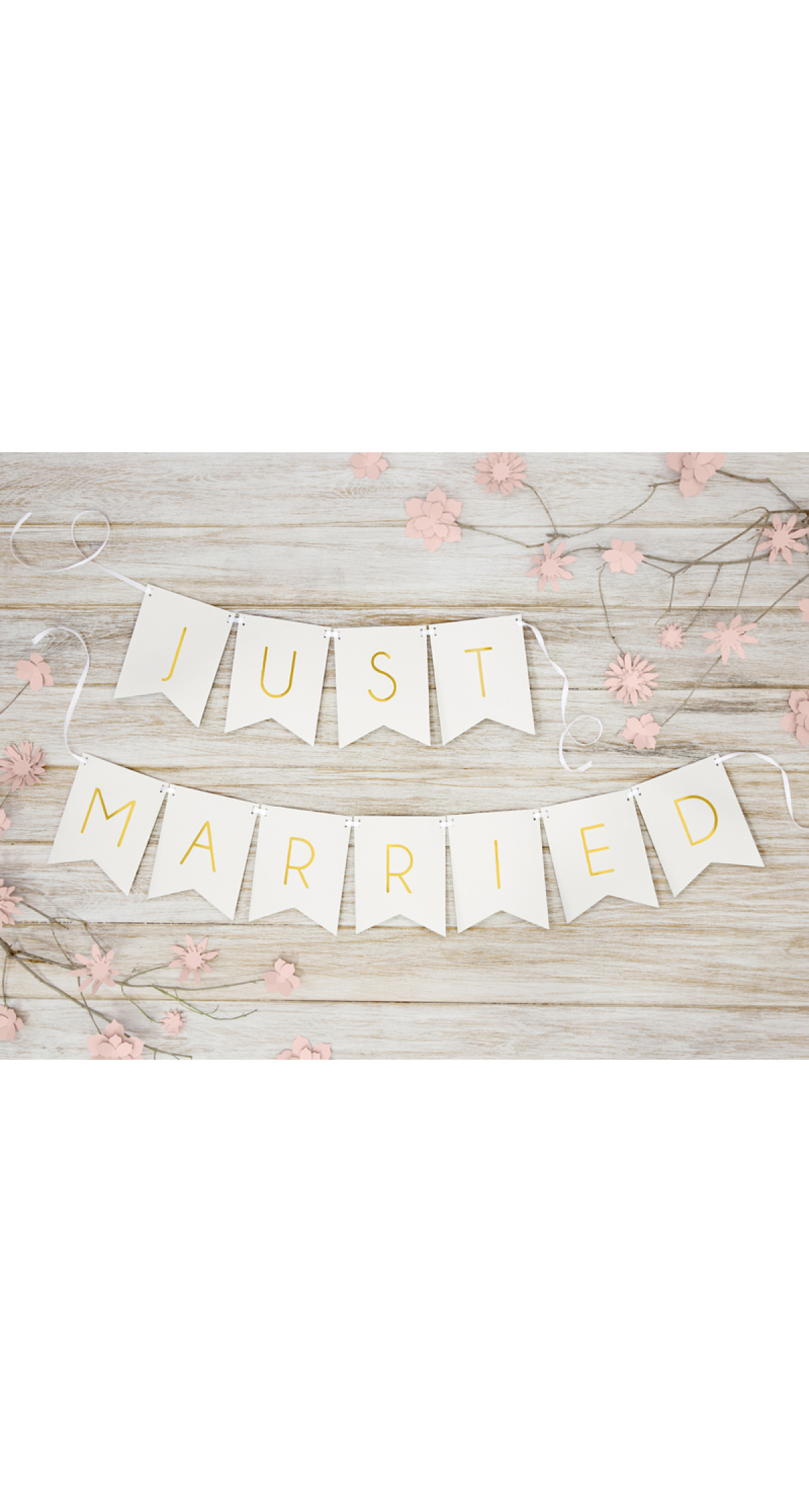Banner Just Married, White, 15x155cm