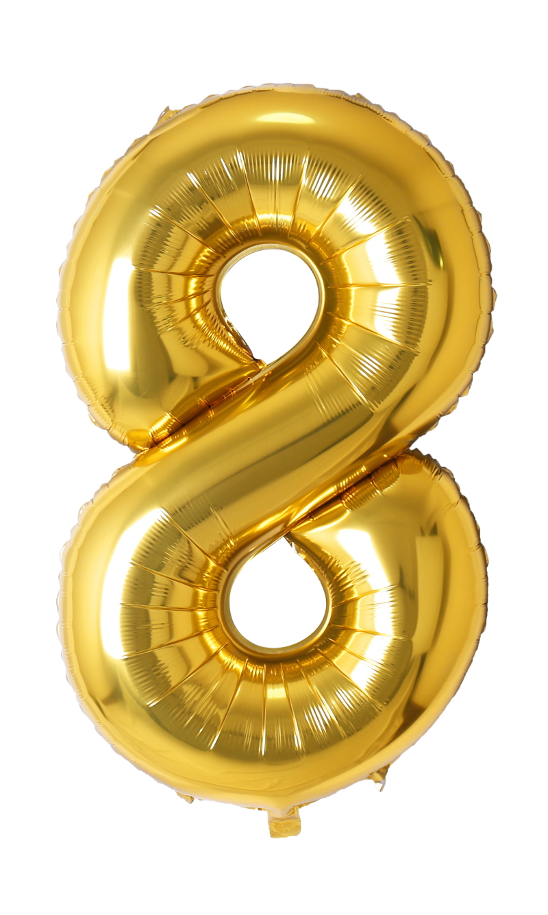 34 Inch Foil Balloon Number 8 - Gold