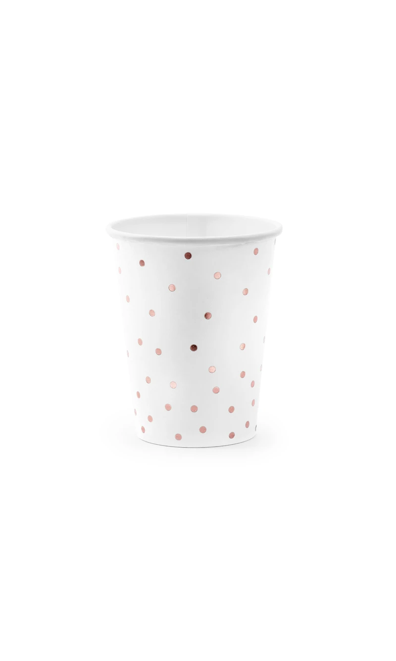 Cups Polka Dots, White, 260ml (1pkt / 6pc)