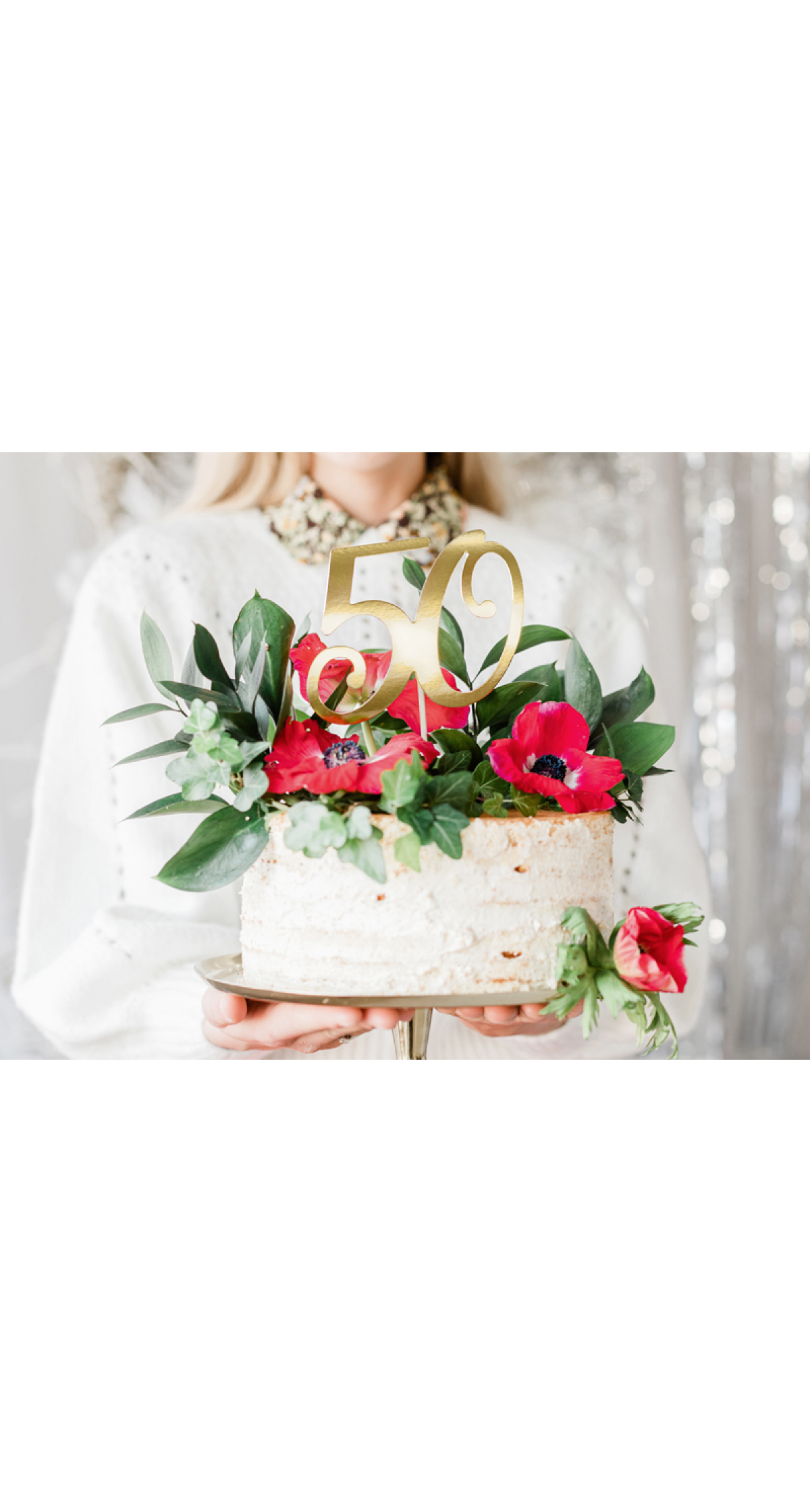 Cake Topper 50, Gold, 20.5cm