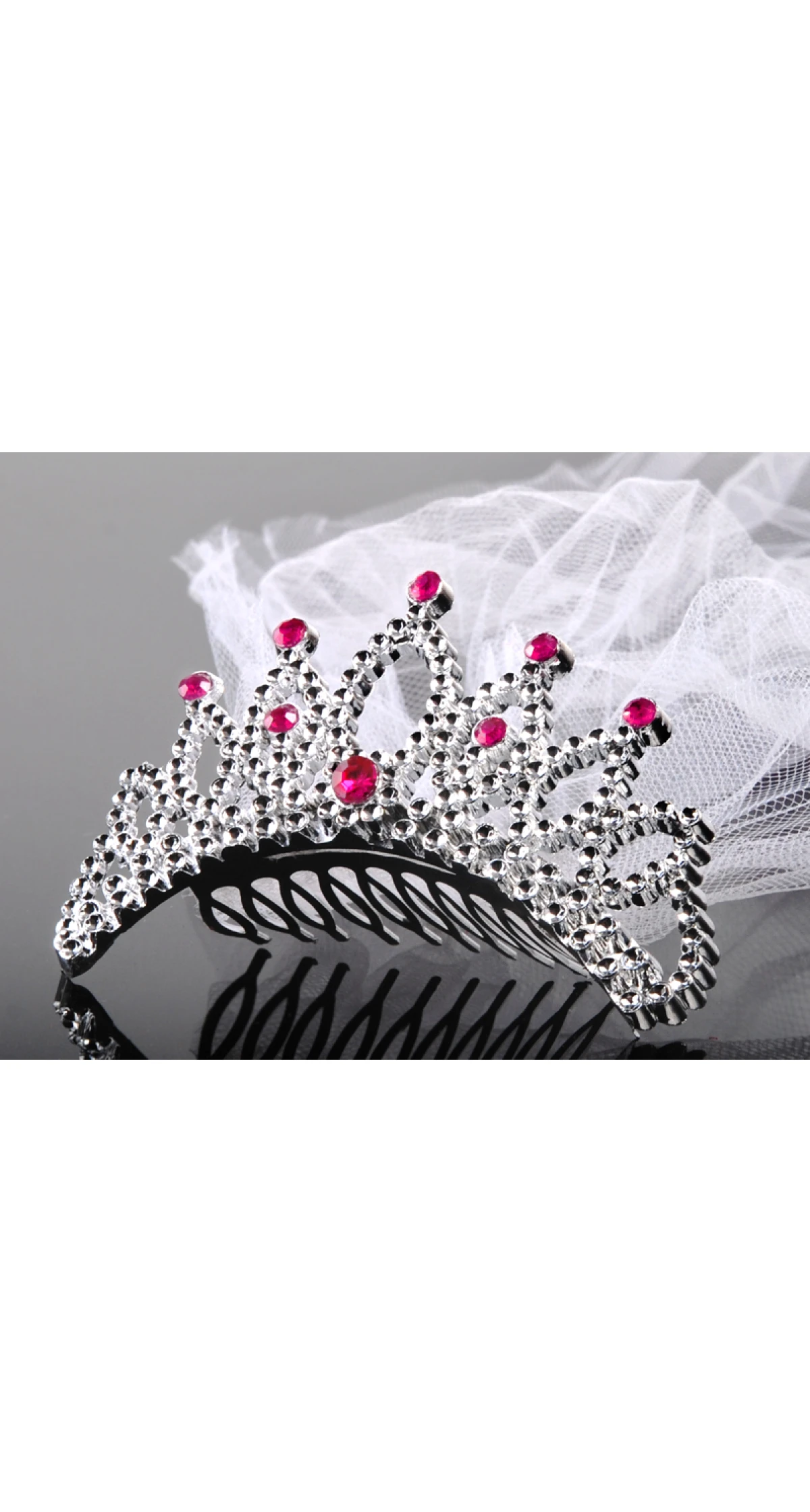 Tiara With A Veil For A Bachelorette Party, Silver
