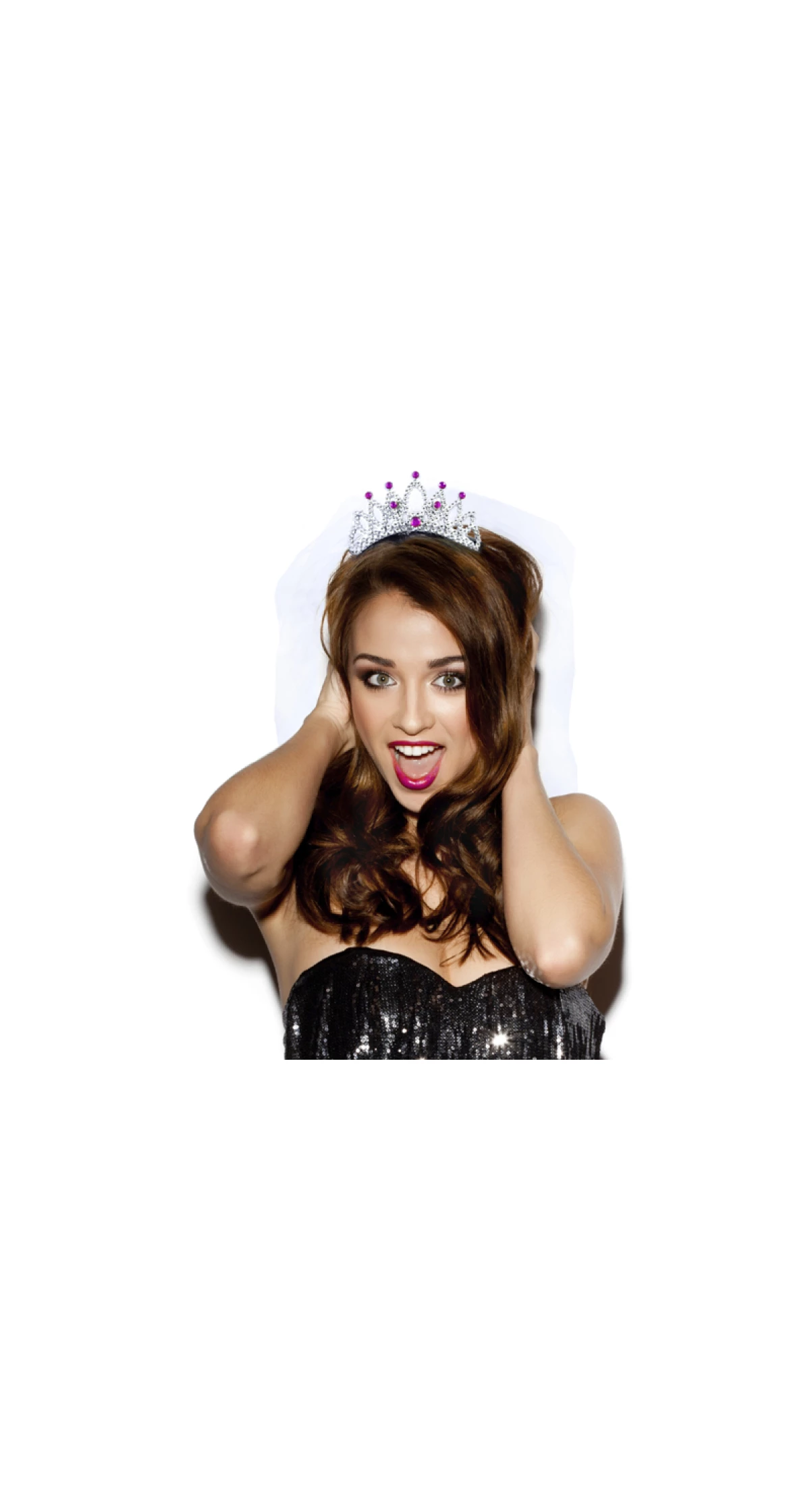 Tiara With A Veil For A Bachelorette Party, Silver