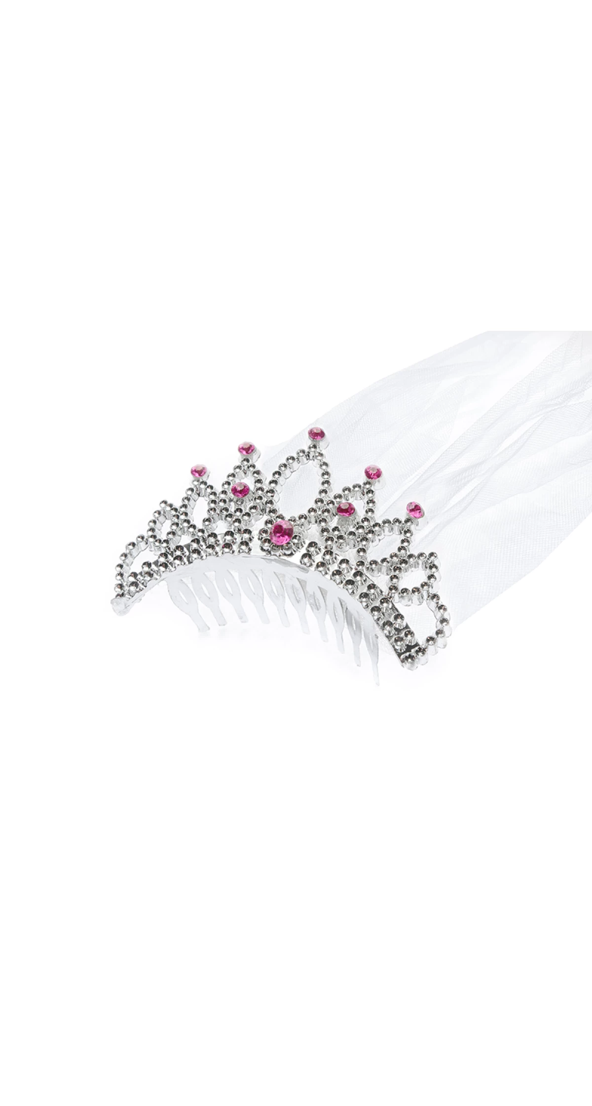 Tiara With A Veil For A Bachelorette Party, Silver