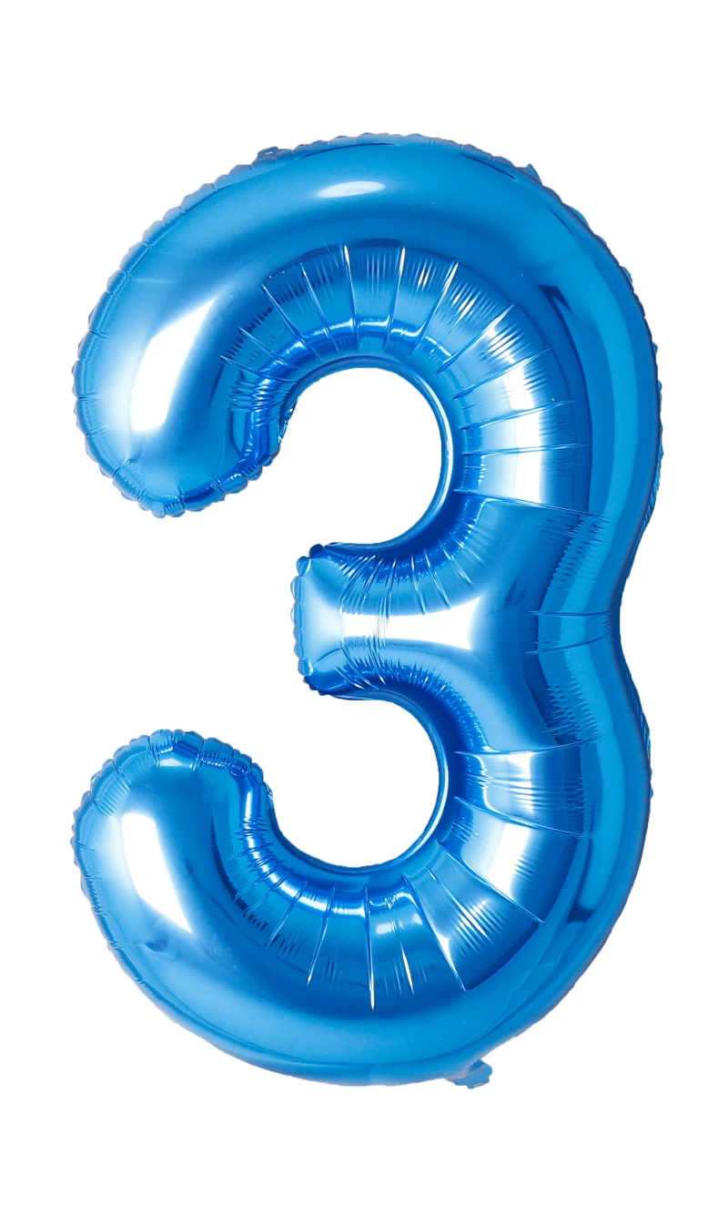 34 Inch Foil Balloon Number 3 - Blue