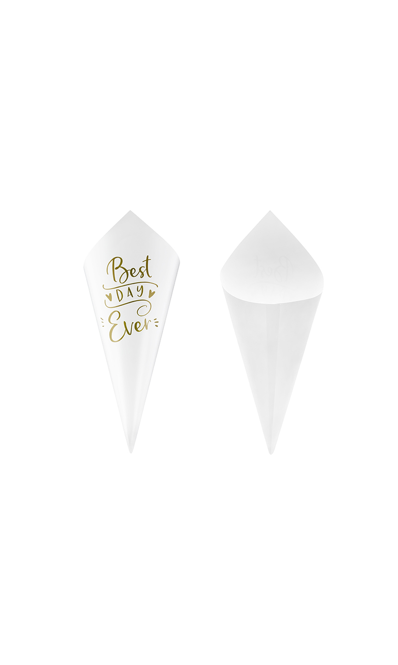 Confetti Cones, Gold, 16cm (1pkt / 10pc)
