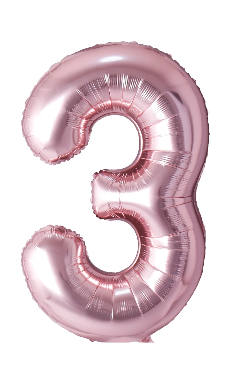 34 Inch Foil Balloon Number 3 - Rose Gold