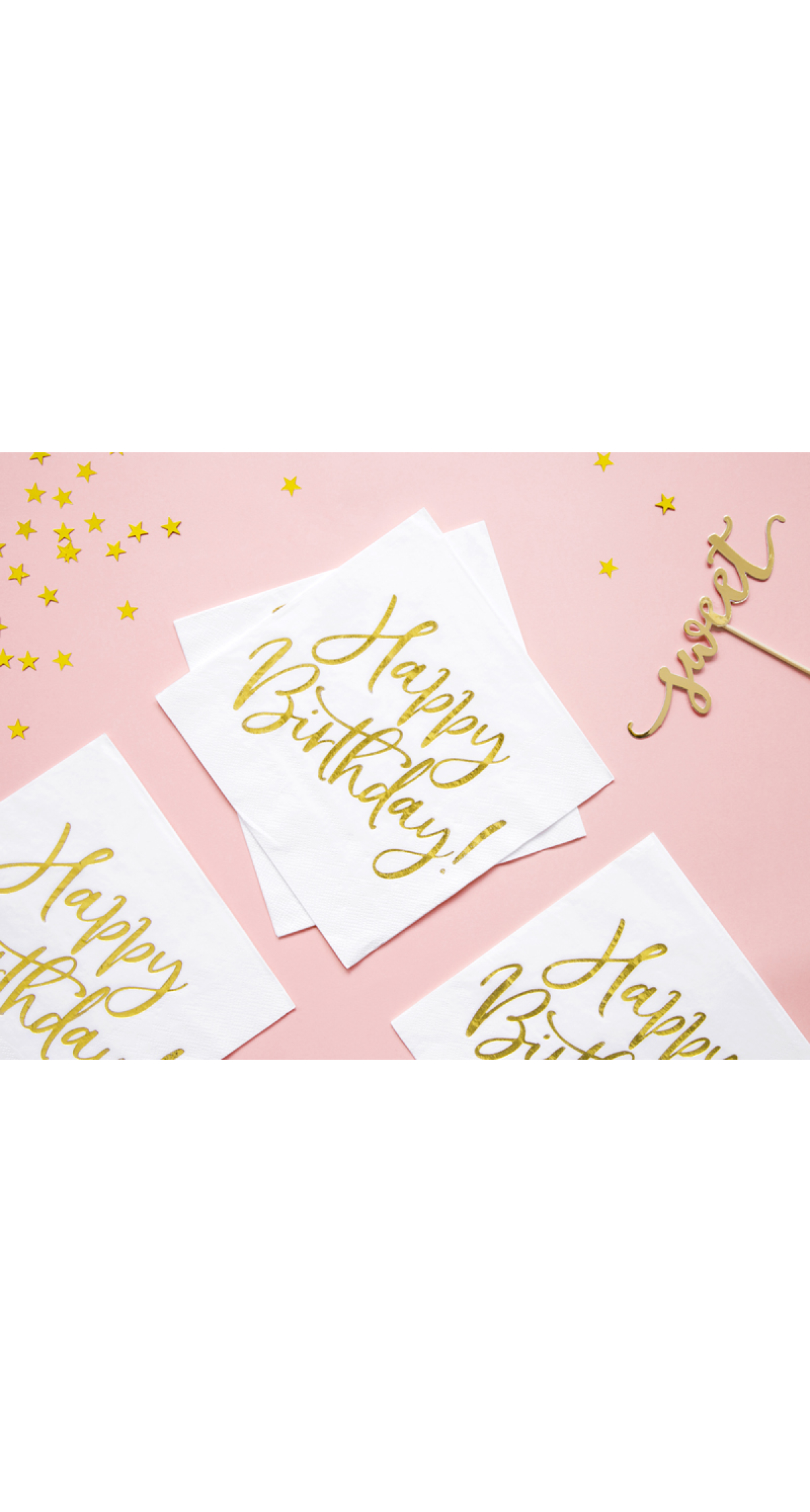 Napkins Happy Birthday, White, 33x33cm (1pkt / 20pc)