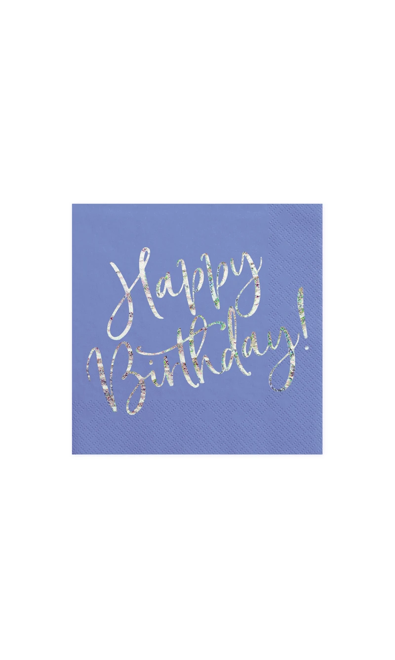 Napkins Happy Birthday, Navy Blue, 33x33cm (1pkt / 20pc)