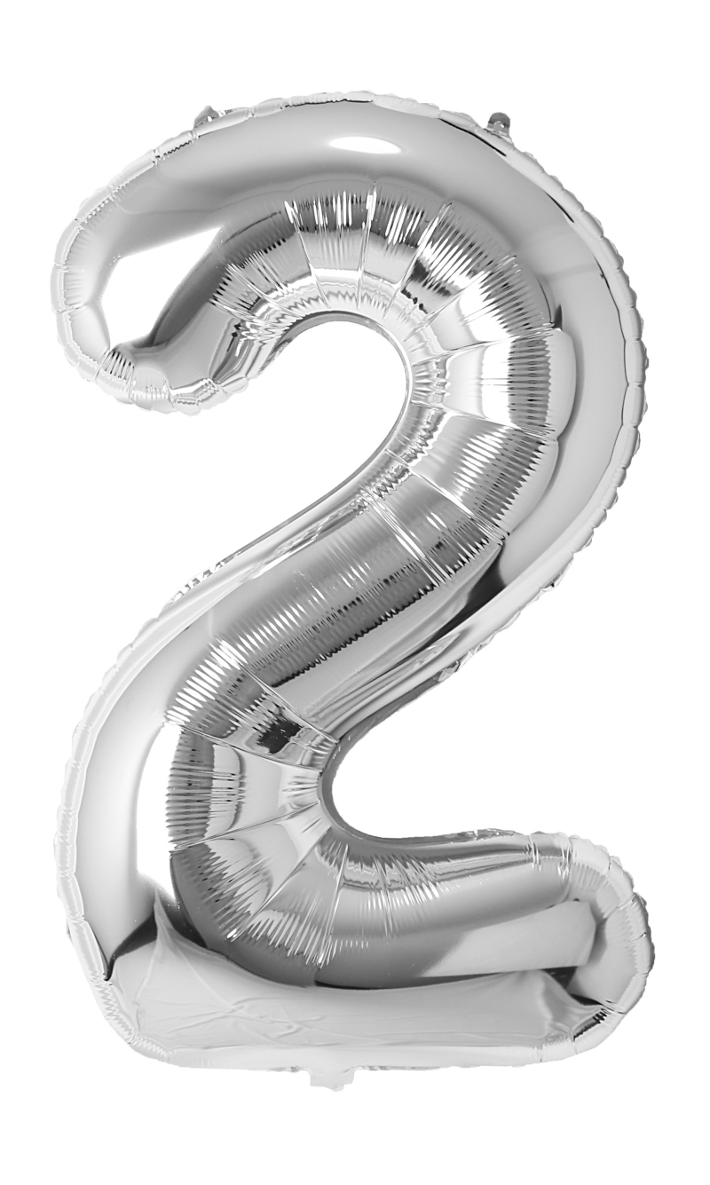 34 Inch Foil Balloon Number 2 - Silver