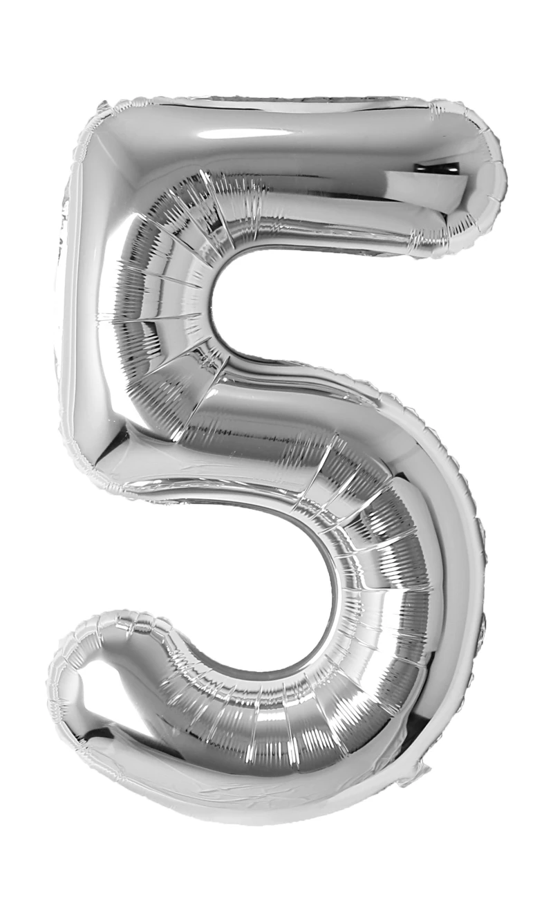 34 Inch Foil Balloon Number 5 - Silver