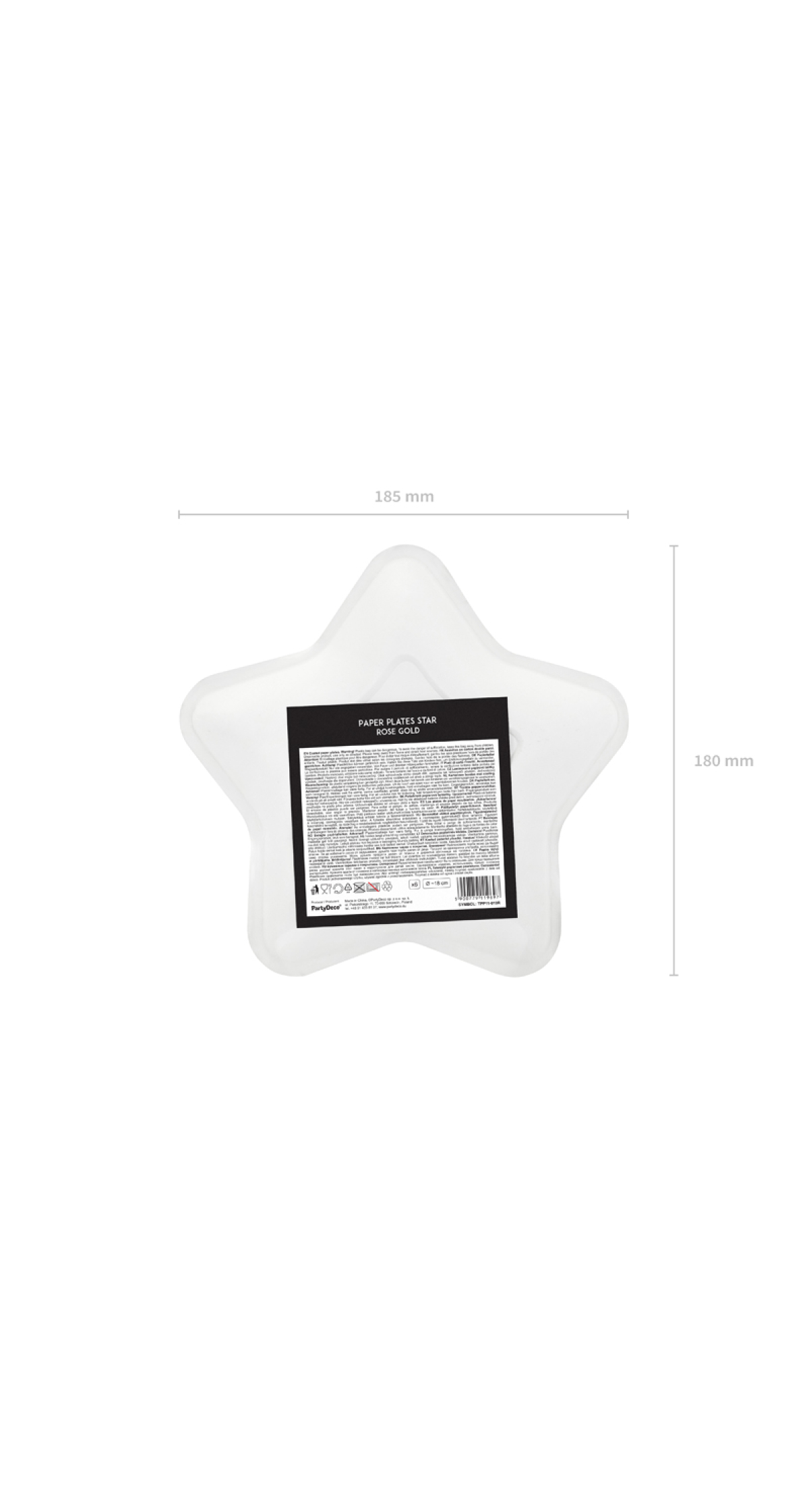 Paper Plates Star, Rose Gold, 18cm (1 pkt / 6 pc.)