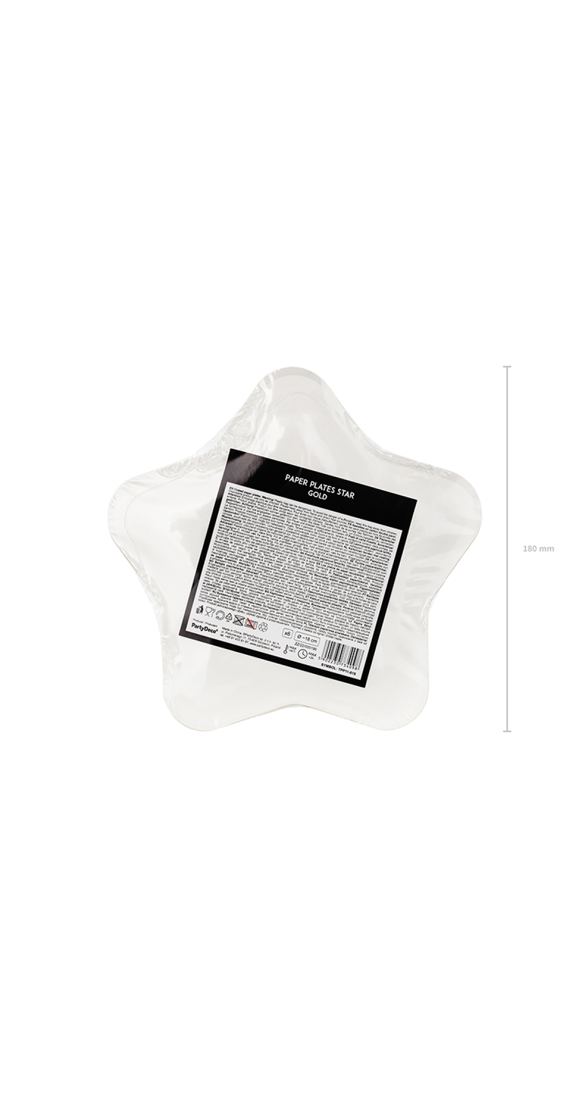 Paper Plates Star, Gold, 18cm (1 pkt / 6 pc.)