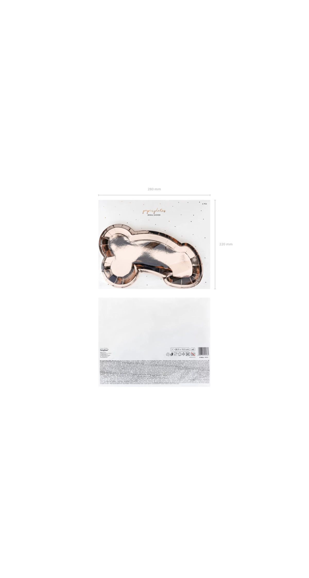 Plates Same Penis Forever, Rose Gold, 26.5x15.5cm (1pkt / 6pc)