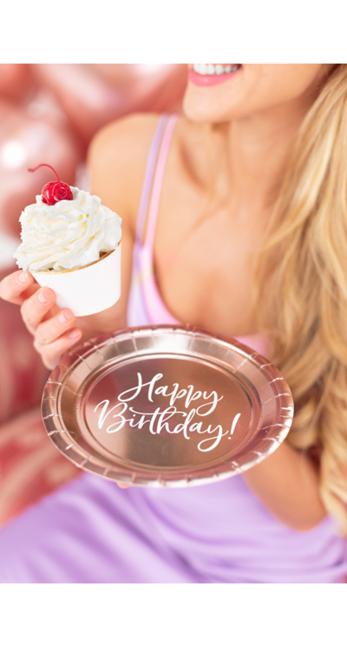 Plates Happy Birthday!, Rose Gold, 18cm (1 pkt / 6 pc.)