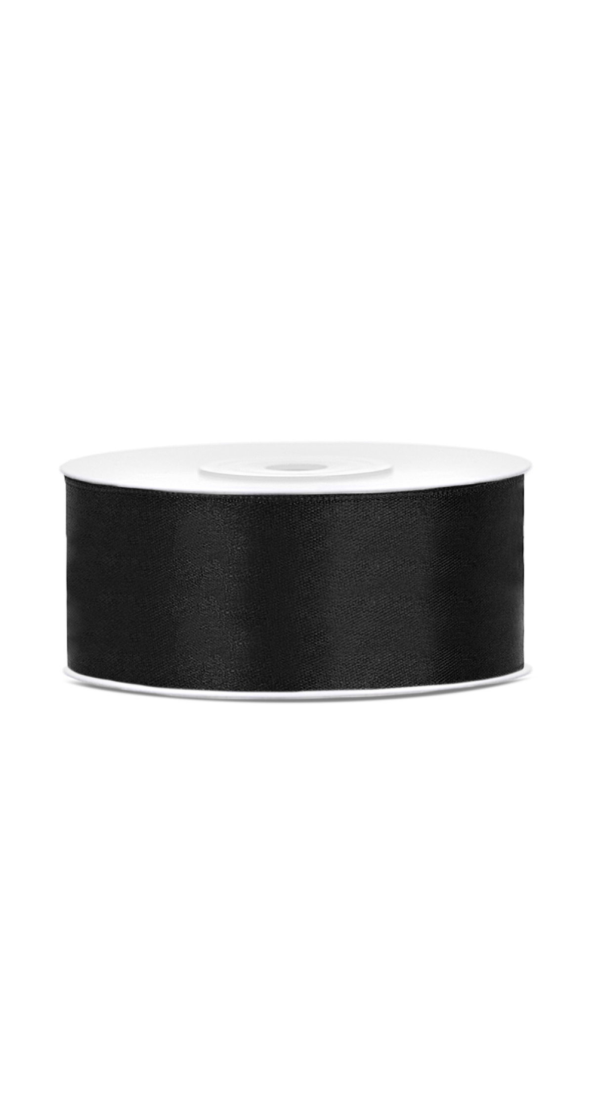 Satin Ribbon, Black, 25mm (Sold Per Metre)
