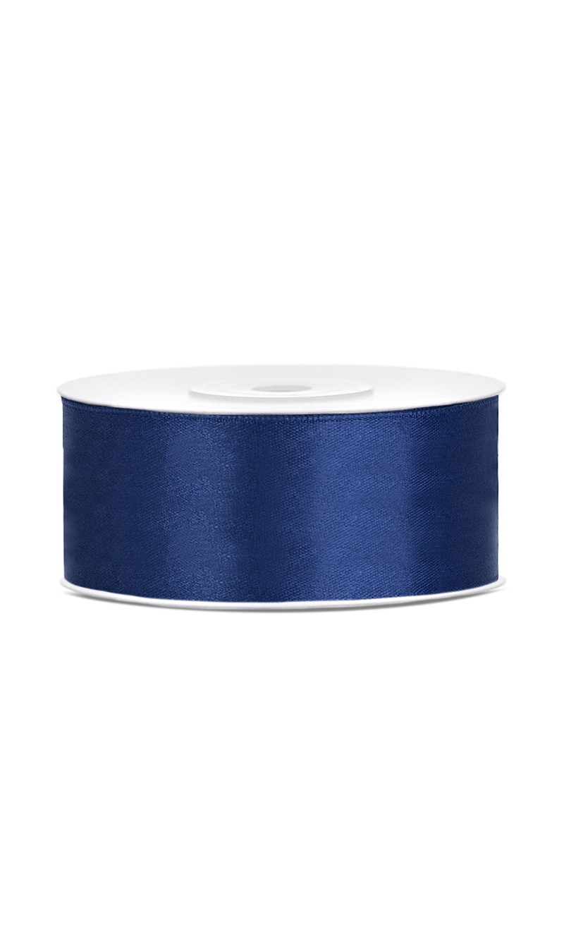 Satin Ribbon, Navy Blue, 25mm (Sold Per Metre)